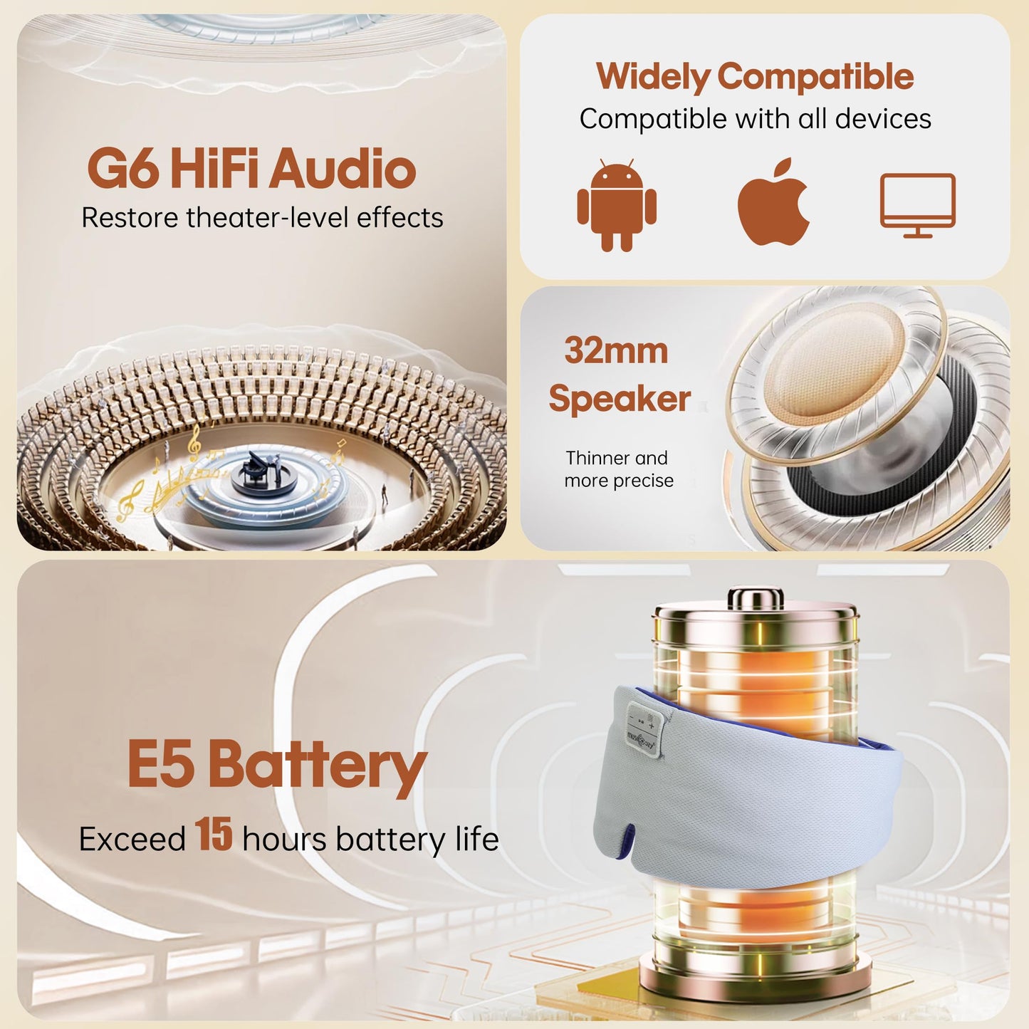 MUSICOZY Ice Silk Sleep Headphones with Bluetooth Mask, Eye Mask for Sleeping in Total Darkness, 5.4 Bluetooth Sleep Mask Sleep Headphones, Soft…