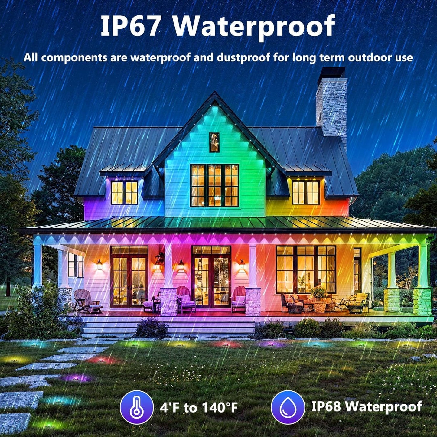 LETIANPAI 300FT Permanent Outdoor Lights,RGB Eaves Light with App Control Remote,DIY Scene Modes IP67 Waterproof Under Eave Lighting,Outdoor Lights