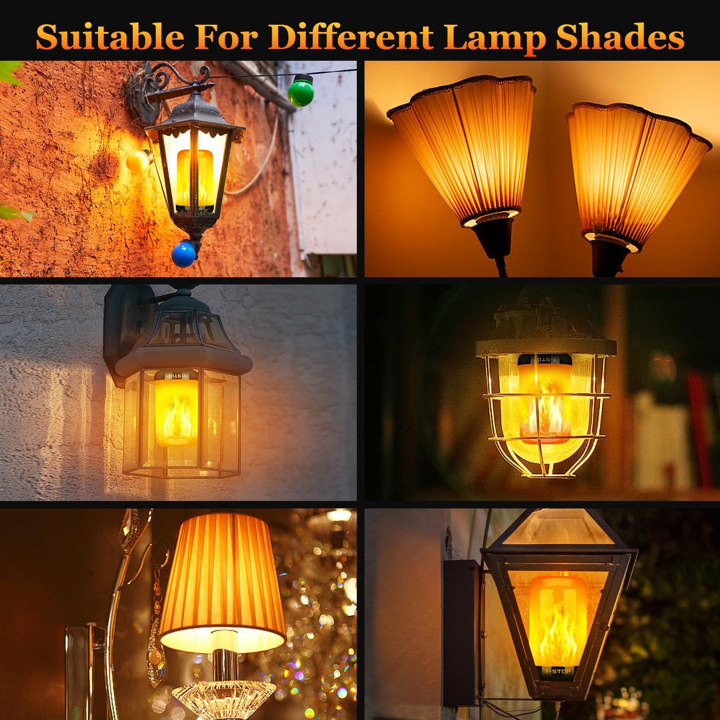 Y- STOP Upgraded Flame Light Bulbs, 4 Modes Flickering Light Bulb Outdoor with Upside Down Effect, E26 Base Flame Bulb for Christmas Decorations