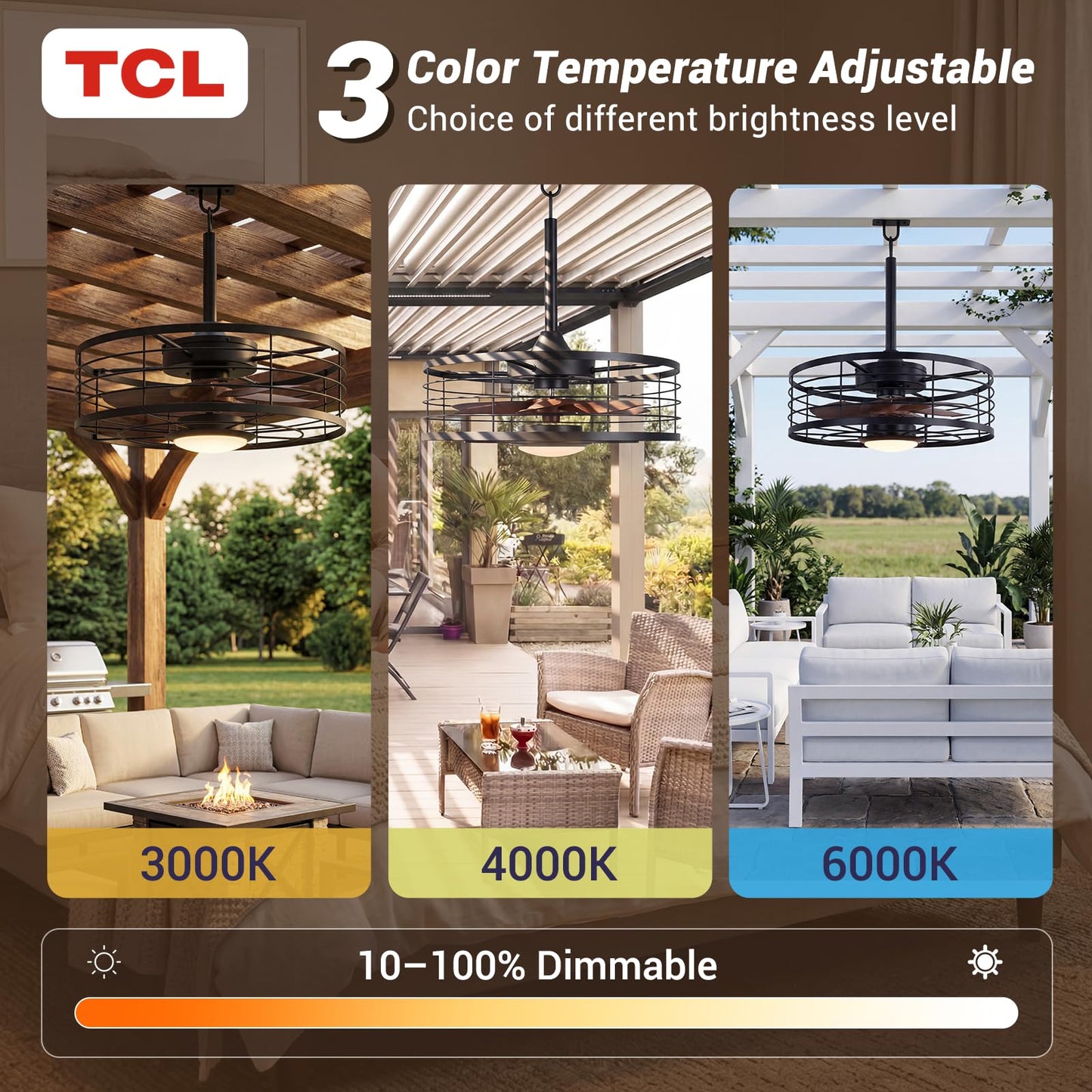 TCL 20" Waterproof Downrod Ceiling Fan with Light & Remote