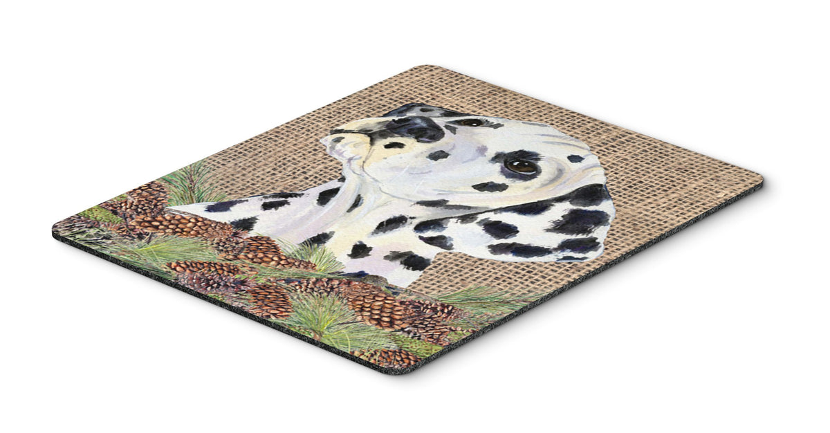 Caroline's Treasures SS4083MP Dalmatian on Faux Burlap with Pine Cones Mouse Pad, Hot Pad or Trivet for Home Office Gaming Working Computers Laptop