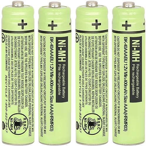 HIECTPRO 4Pack BK-40AAABU NI-MH AAA Rechargeable Battery 1.2V 400mah NiMH AAA Batteries for Panasonic Cordless Phone Handset BK40AAABU