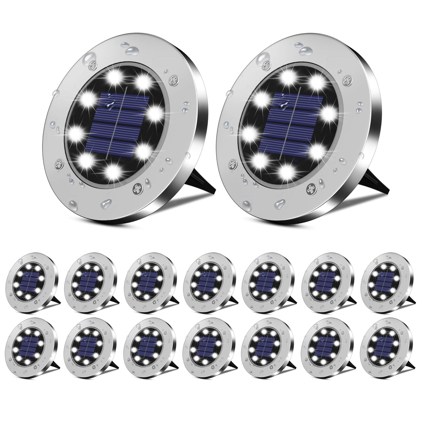 DUUDO Solar Lights Outdoor 16 Pack, Solar Garden Outdoor Waterproof Pathway Lights Bright In-Ground Light Outdoor Lighting Decor for Lawn, Patio