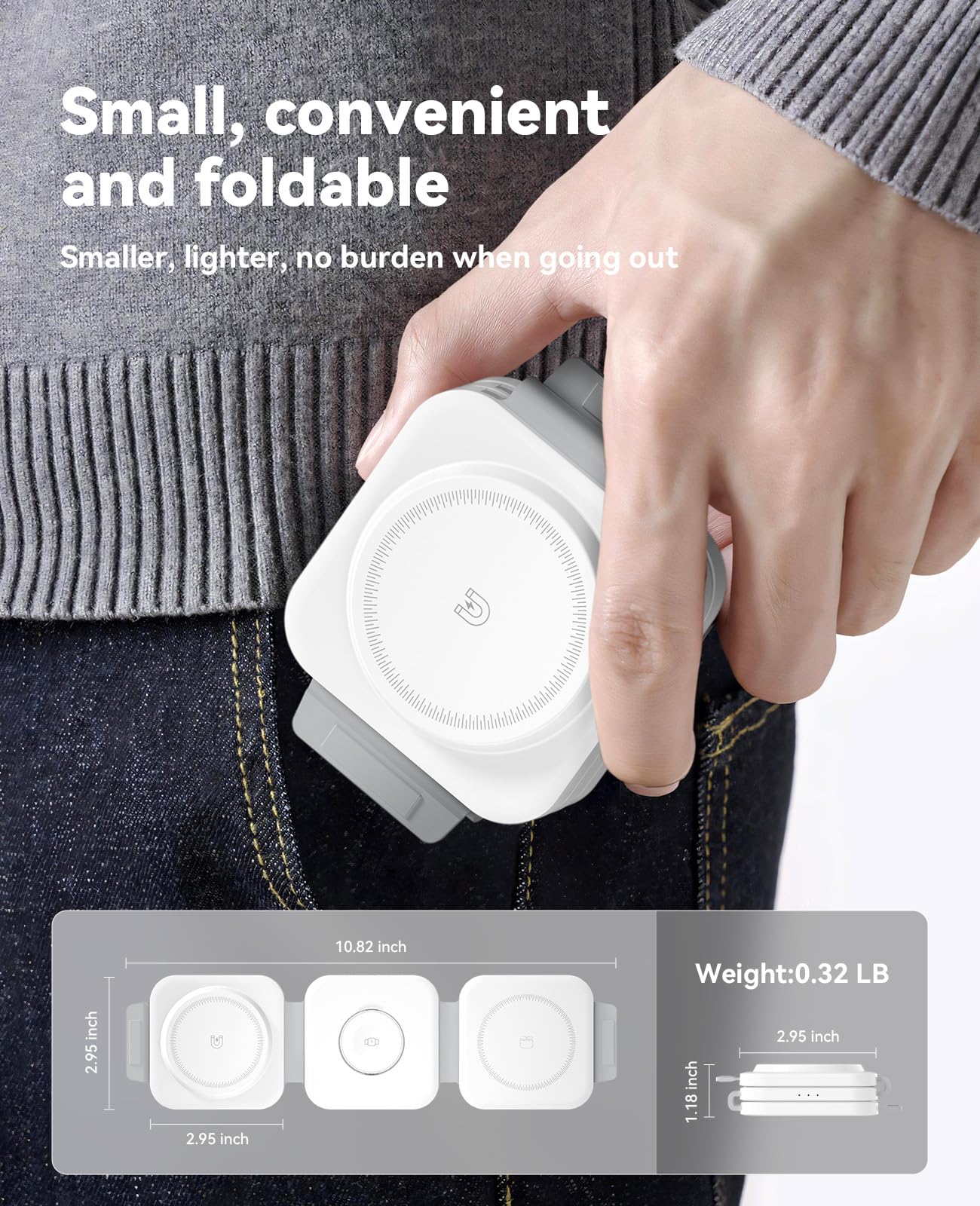 3 in 1 Charging Station for Apple Multiple Devices, Foldable Magnetic Fast Wireless Charger Dock, Travel Charging Pad for iPhone 17 16 15 14 13 12 Pro