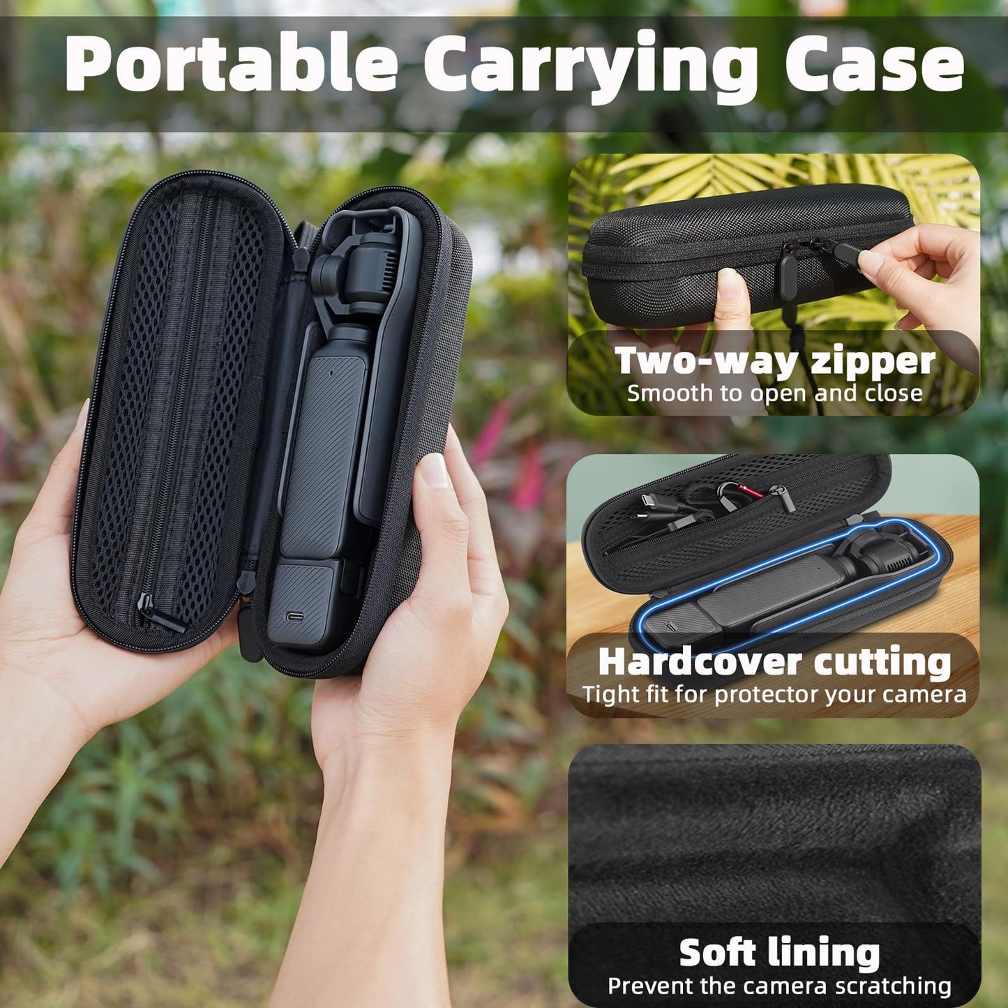 Flymile Carrying Case for DJI OSMO Pocket 3, Portable Nylon Storage Small Protector Hard Bag for Xtra Muse, Pocket 3 Protective With Carabiner & Wrist