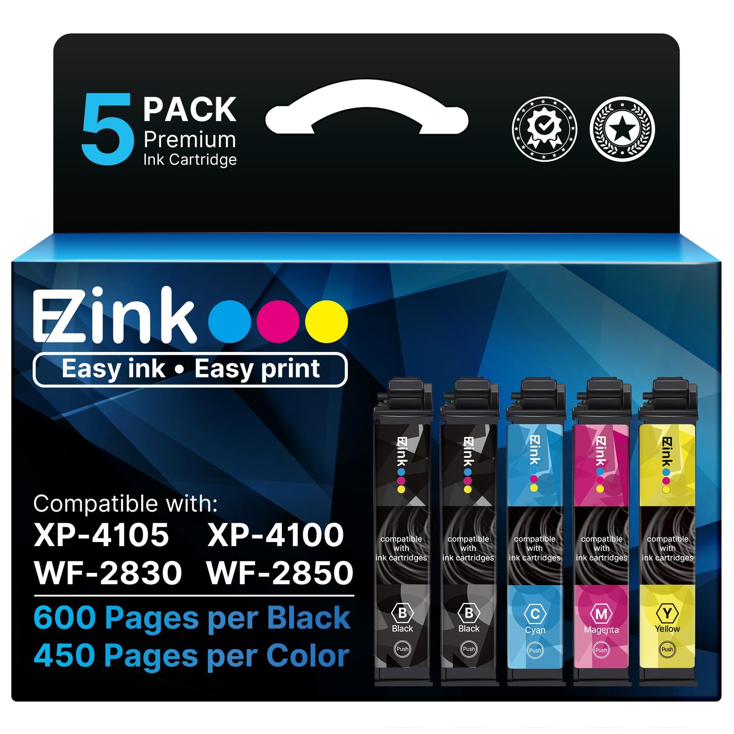 E-Z Ink Remanufactured Replacement for 212XL Ink Cartridges Combo Pack for Epson Printer XP-4100 XP-4105 WF-2830 WF-2850 Upgraded Chips (2 Black, 1