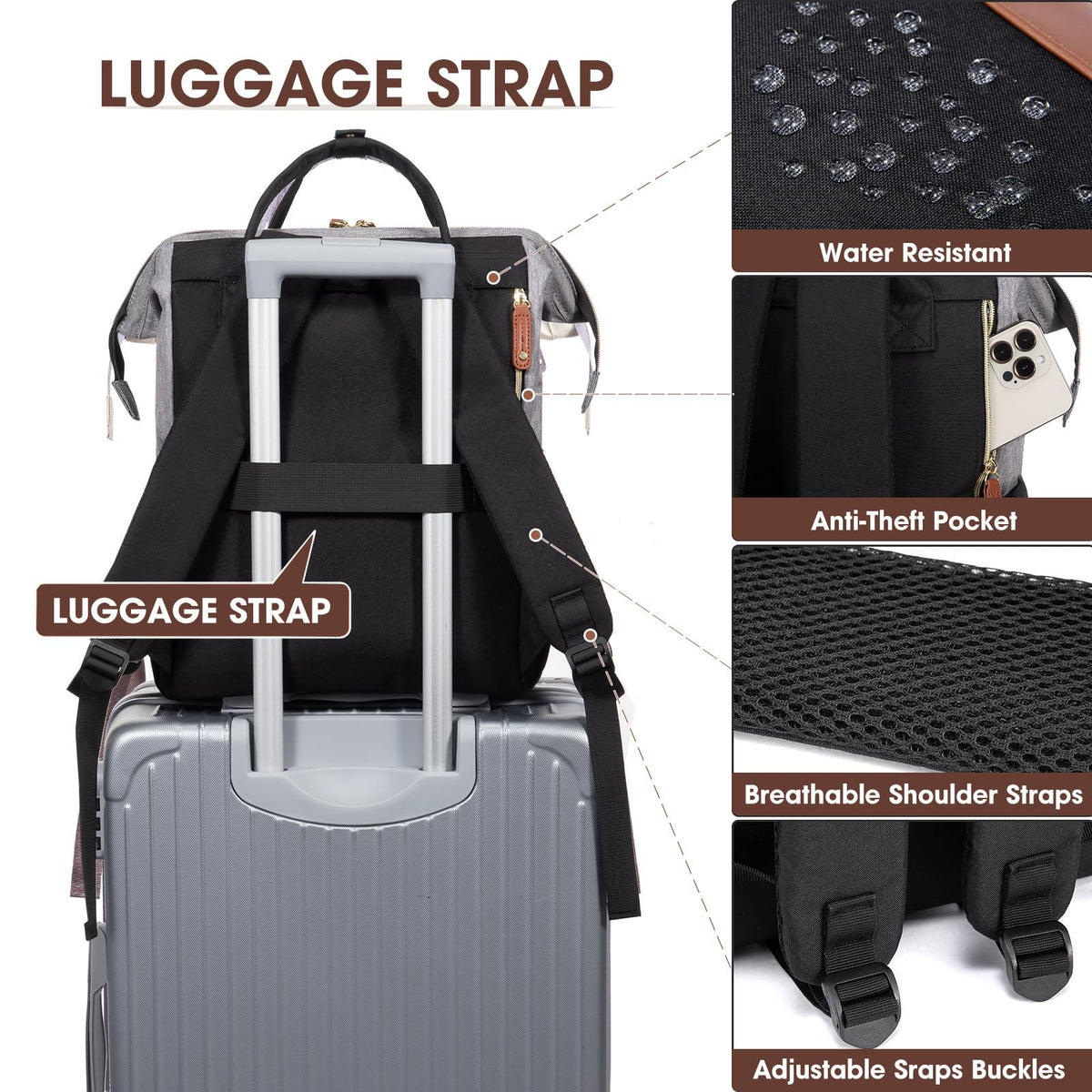 Laptop Backpack for Women Work Bag: 18'' Travel Daypack with Computer Bag