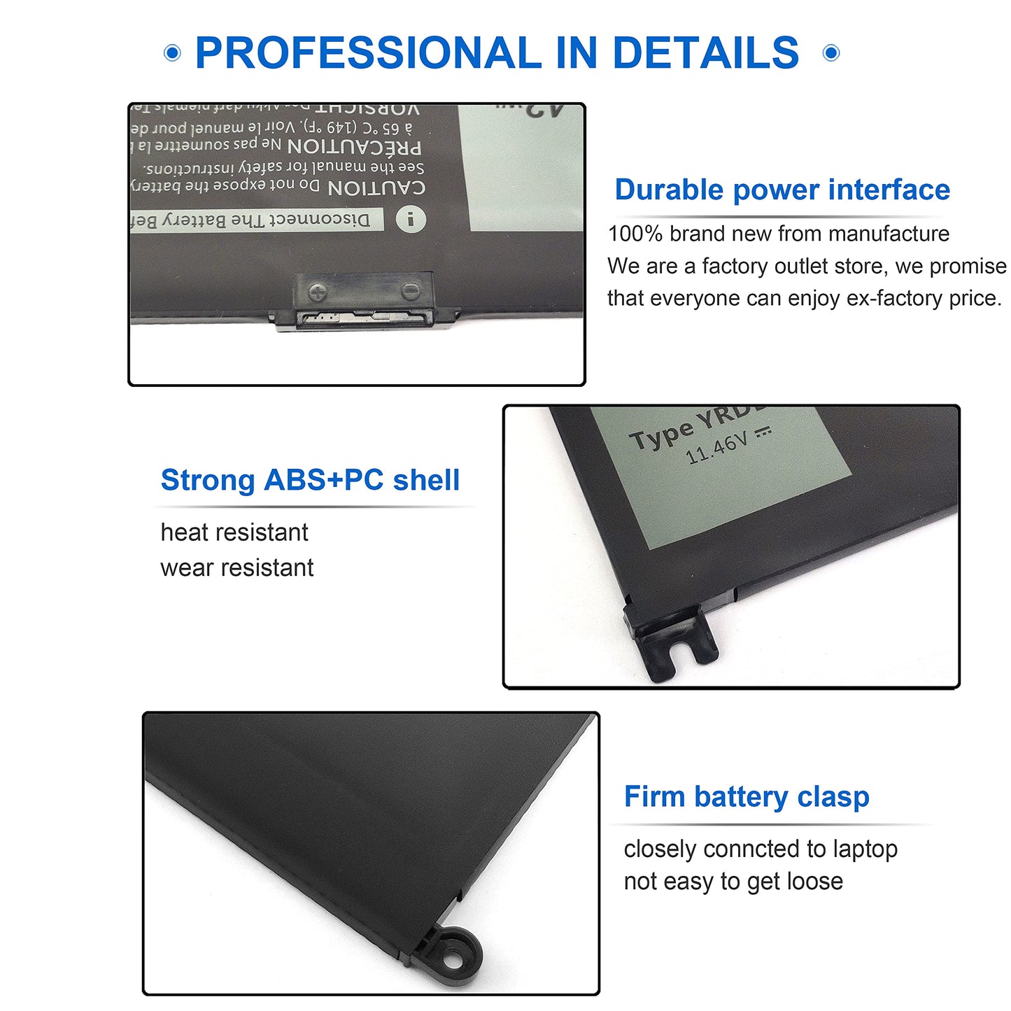 42Wh YRDD6 1VX1H Battery for Dell Inspiron 5482 5485 7586 3583 5491 5591 5481 3310 2-in-1 5593 5584 3493 3593 3793 5480 3582 5581 5590 3584 5493 5585
