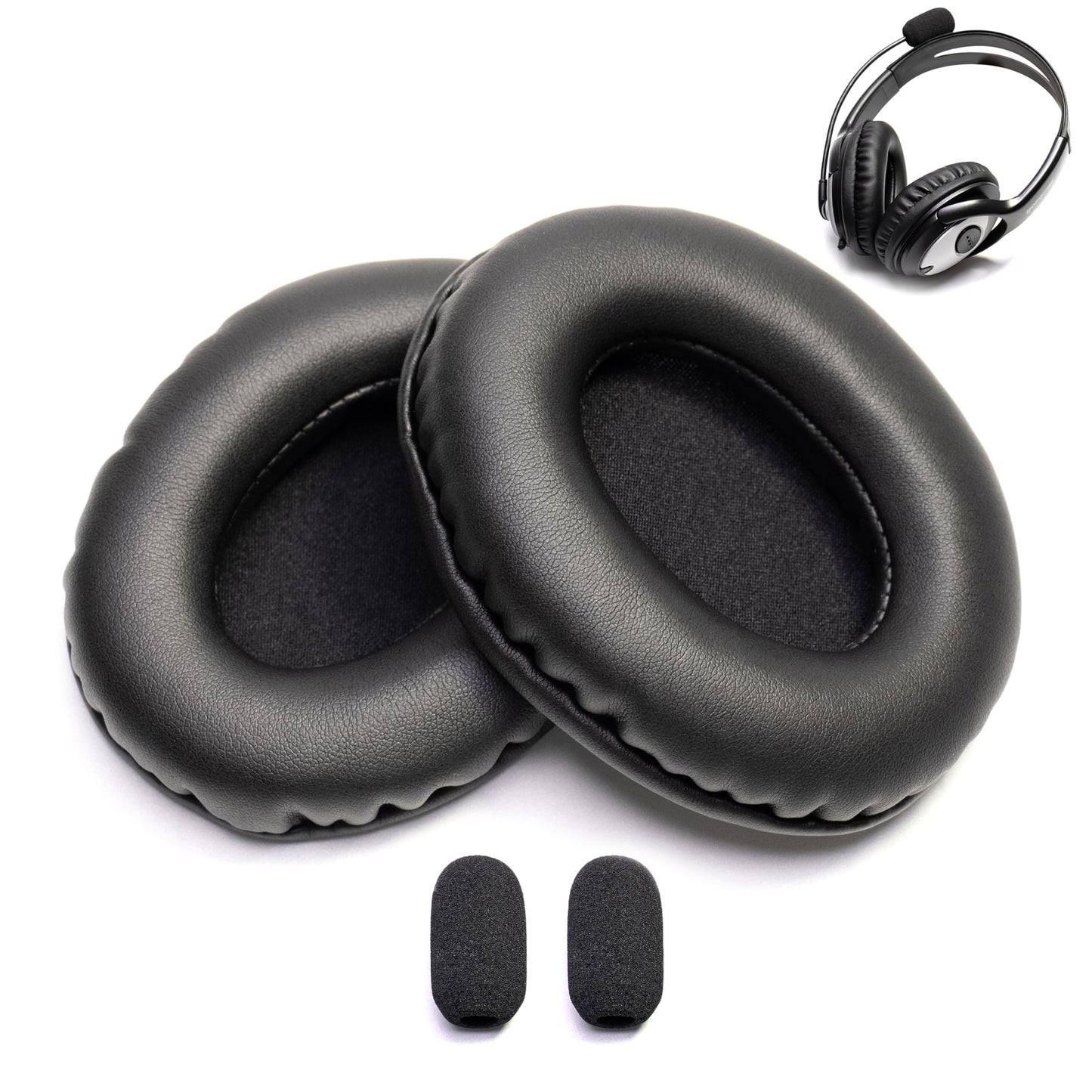 Ear Pads Foam Cushion Microphone Cover Compatible with Microsoft LifeChat LX-3000 LX 3000 Headset Life Chat Headphone (Pu Leather Ear Pads+Microphone