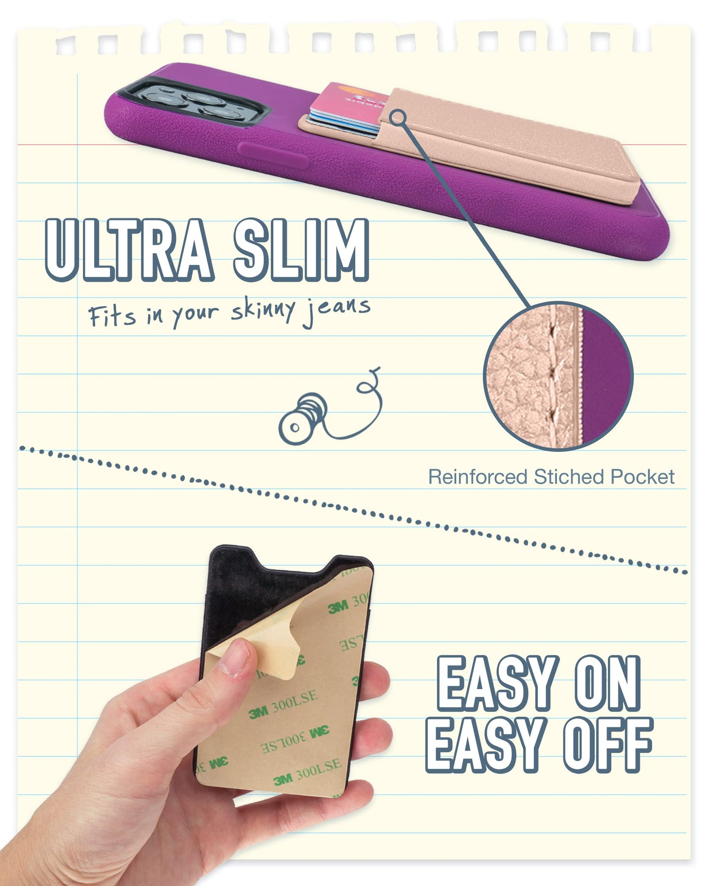 Smartish Stick-on Phone Wallet - Sidecar Slim Expandable Credit Card Pocket - Universal Fit- iPhone and Android - Flavor Of The Month