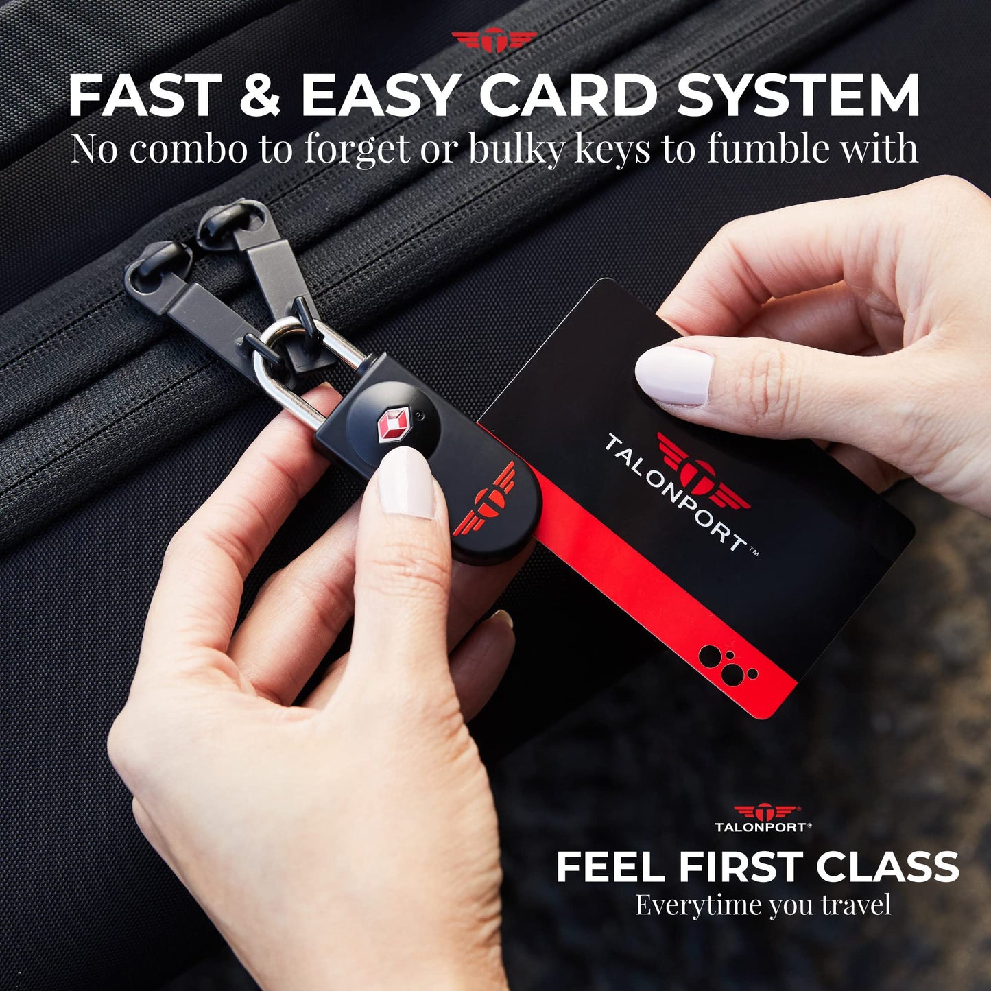 Keyless TSA Approved Luggage Locks – 2 Pack Travel Padlocks with Lifetime Card Keys, No Combination to Remember