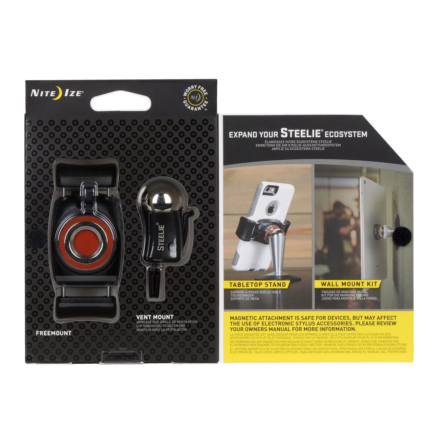 Nite Ize Original Steelie FreeMount Vent Kit - Adjustable Magnetic Bracket + Car Vent Mount for Smartphones