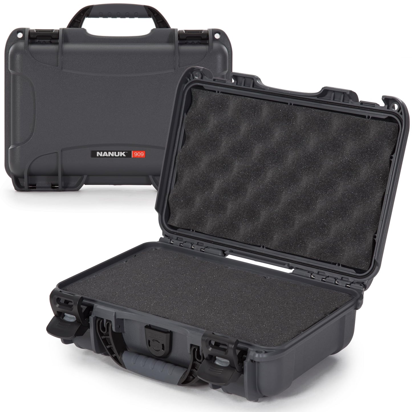 NANUK 909 Travel Hard Case with Customizable Cubed Foam - Waterproof Camera Case, 12.6” x 9” x 4.4”, Lightweight, Lockable, Dustproof