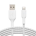 Belkin BoostCharge Braided Lightning Cable - 6.6ft/2M - MFi Certified Apple iPhone Charger USB to Lightning Cable 6ft - iPhone Cable - iPhone Charger…