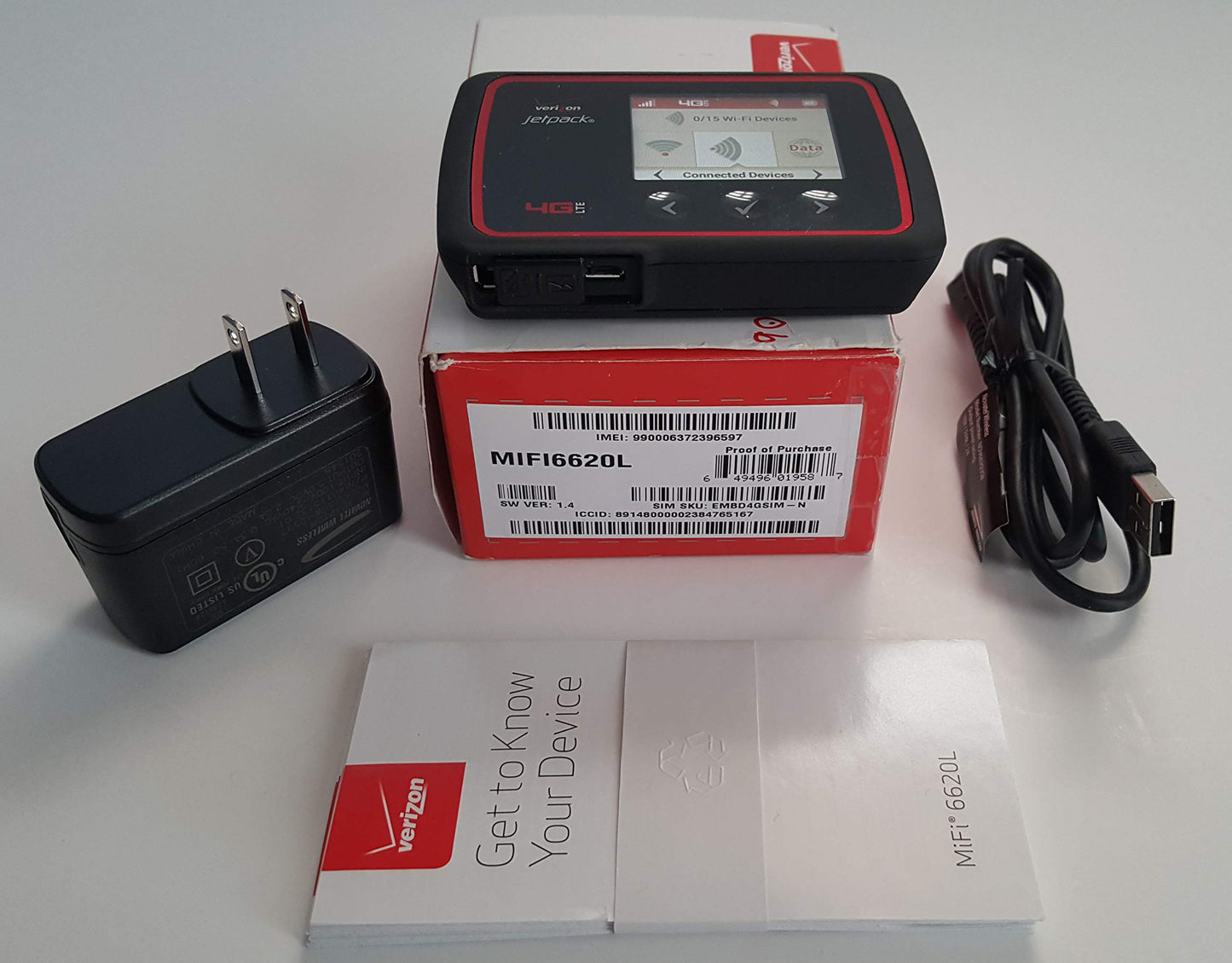 Verizon Jetpack MiFi 6620L - 4G LTE - LTE Band 13/4 (700/1700 MHz), CDMA/1xEVDO Rev. A (800/1900 MHz); Global Network: EDGE/GSM (850/900/1800/1900)