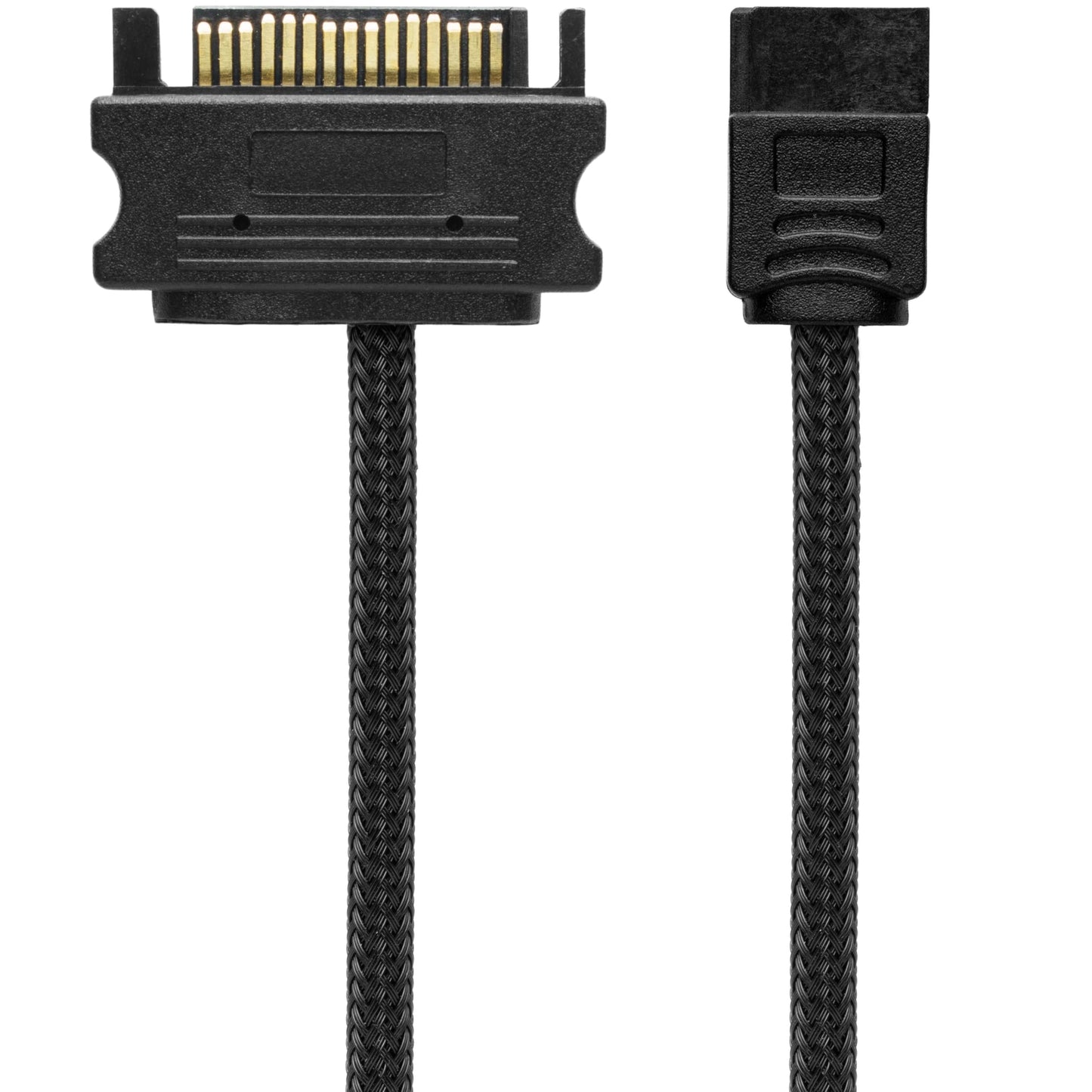 CRJ Slimline SATA Power Adapter Cable - 12-inch (30cm), Black Sleeved - Power 6-Pin Slimline Disk Drives with a 15-Pin SATA Power Supply Connector