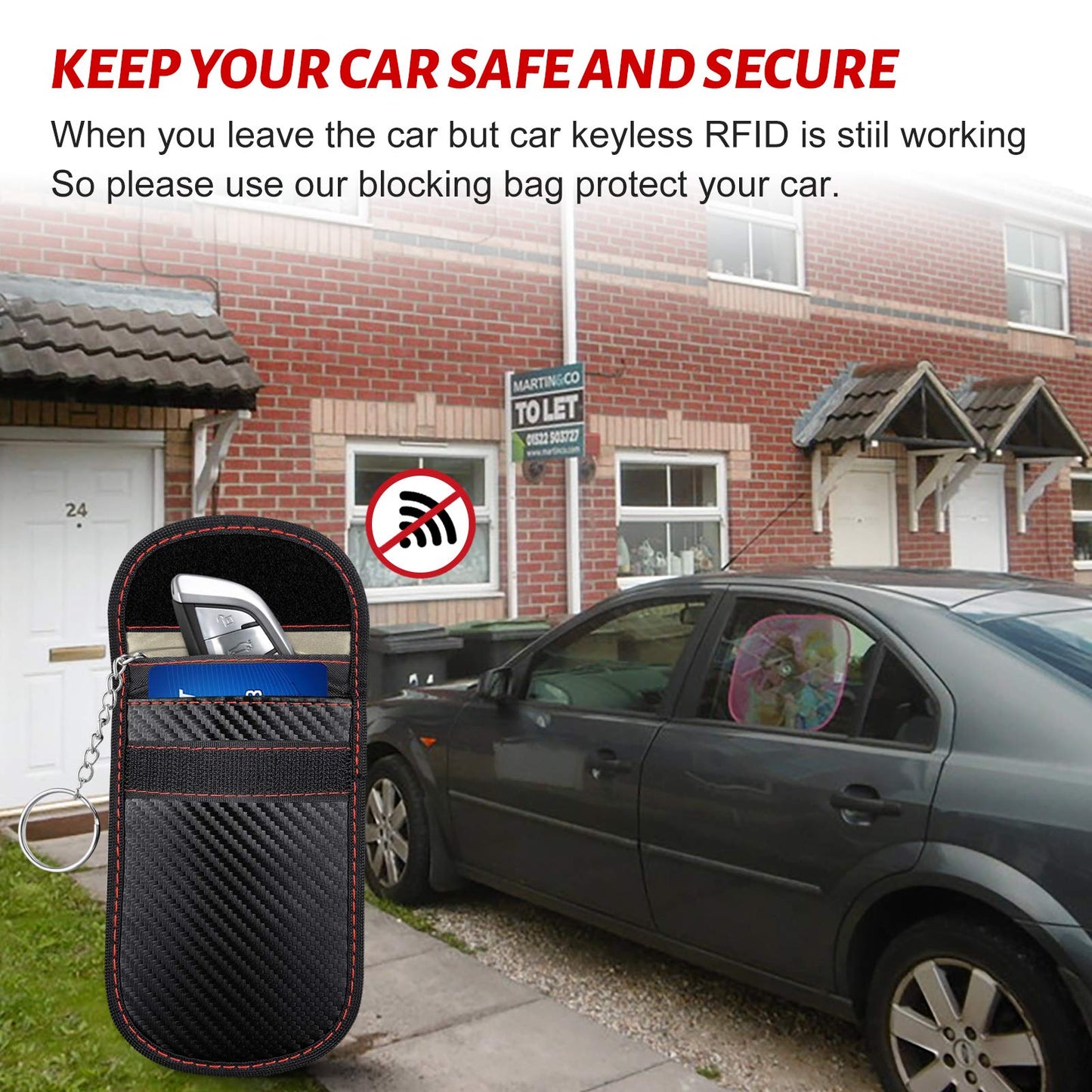 AtfArt 2 Pack Faraday Signal Lsolating Pouch with Hook Securing Keyring Signal Suppression Pouch for Car Keys Anti-Theft Keyless Entry Faraday Bag