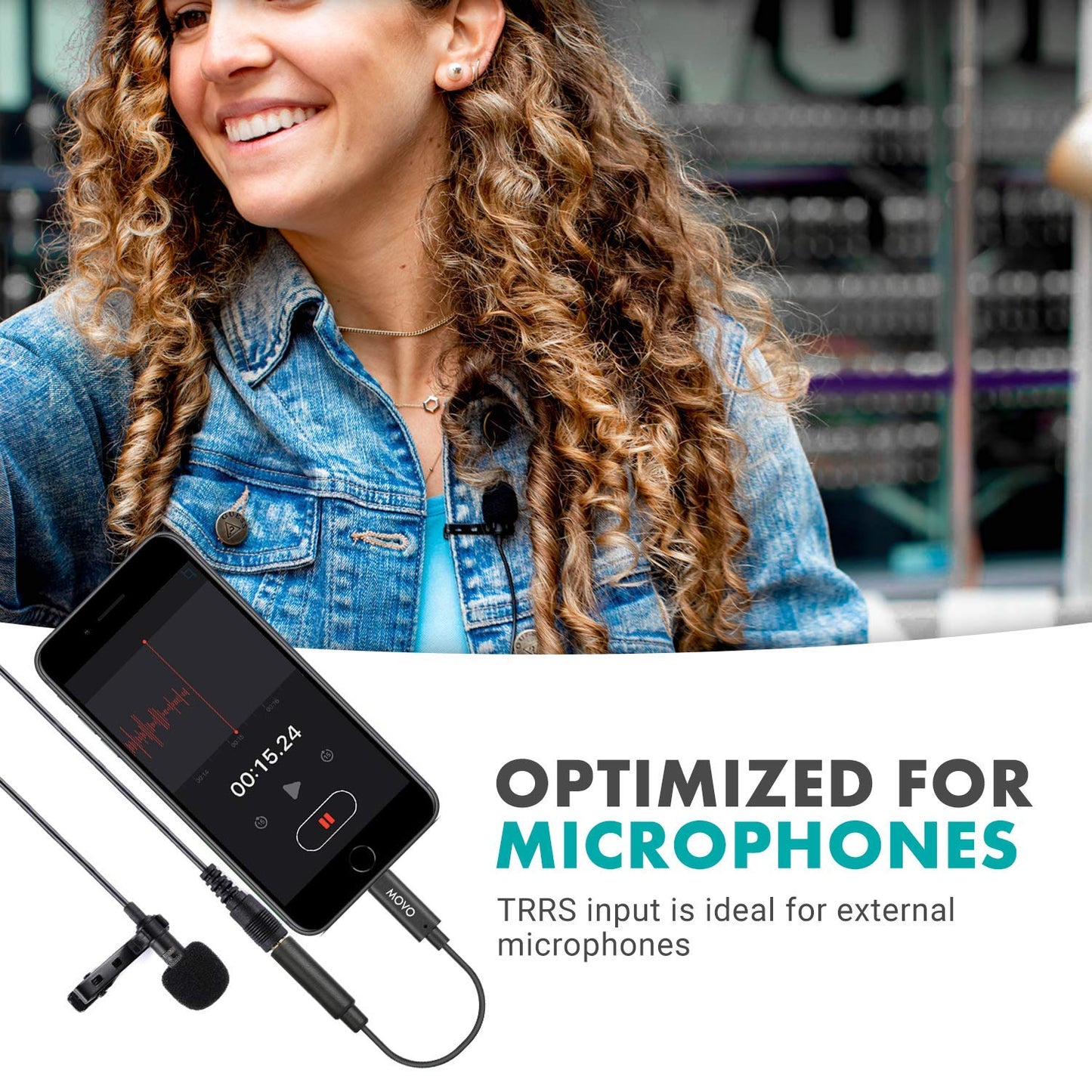 Movo IMA-1 Female 3.5mm TRRS Microphone Adapter Cable to Lightning Connector Dongle Compatible with Apple iPhone, iPad Smartphones and Tablets