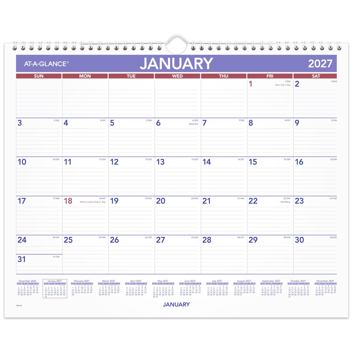 AT-A-GLANCE 2027 Wall Calendar, Monthly, 15" x 12" Planner, Ruled Daily Blocks (PM82827)
