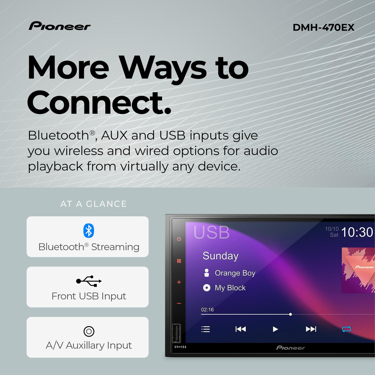 Pioneer DMH-470EX 7" Touchscreen Double Din Car Stereo
