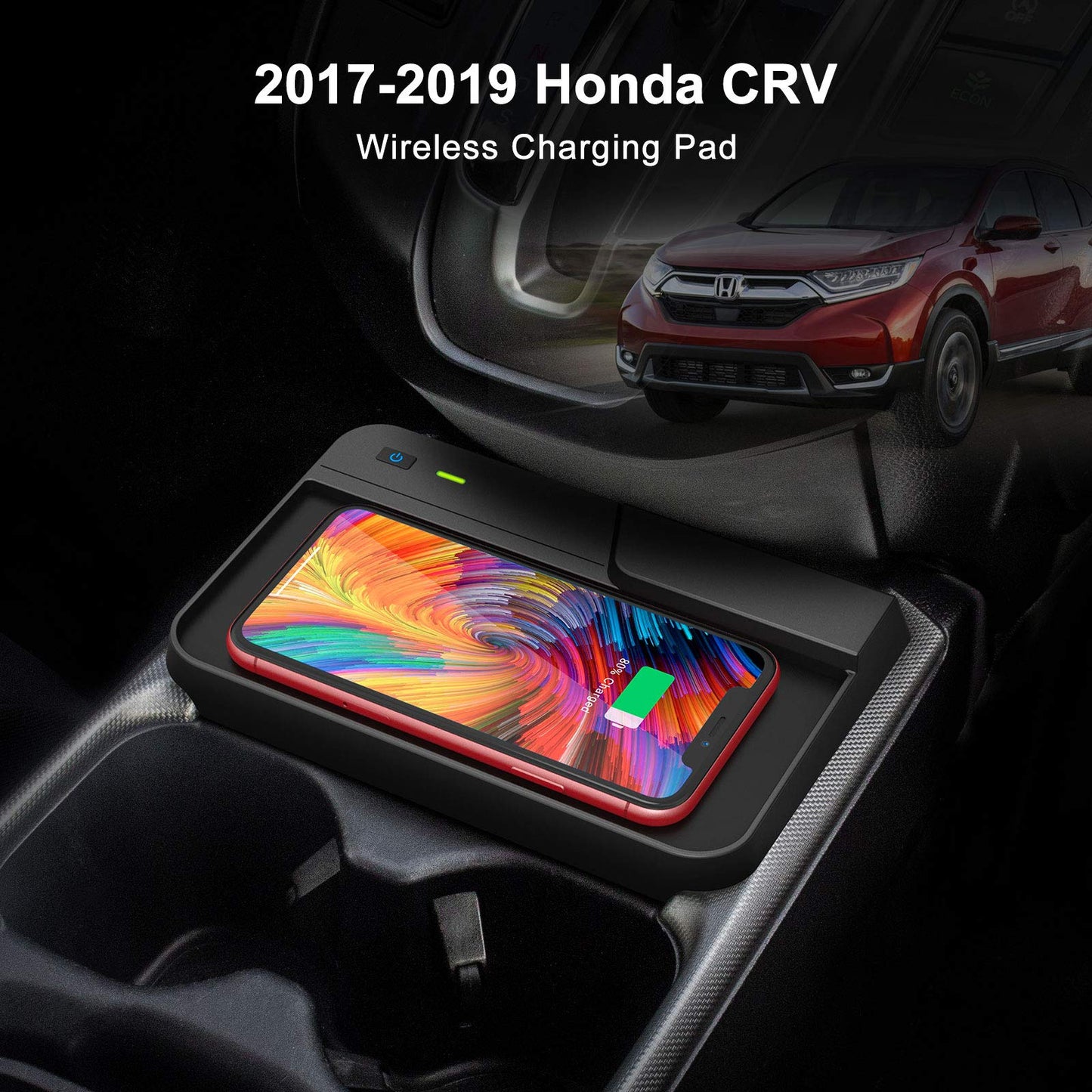 CarQiWireless Wireless Charger for Honda CRV 2019 2018 2017 Car Charging Charger, Center Console Holder Storage Box with Cell Phone Wireless Charging