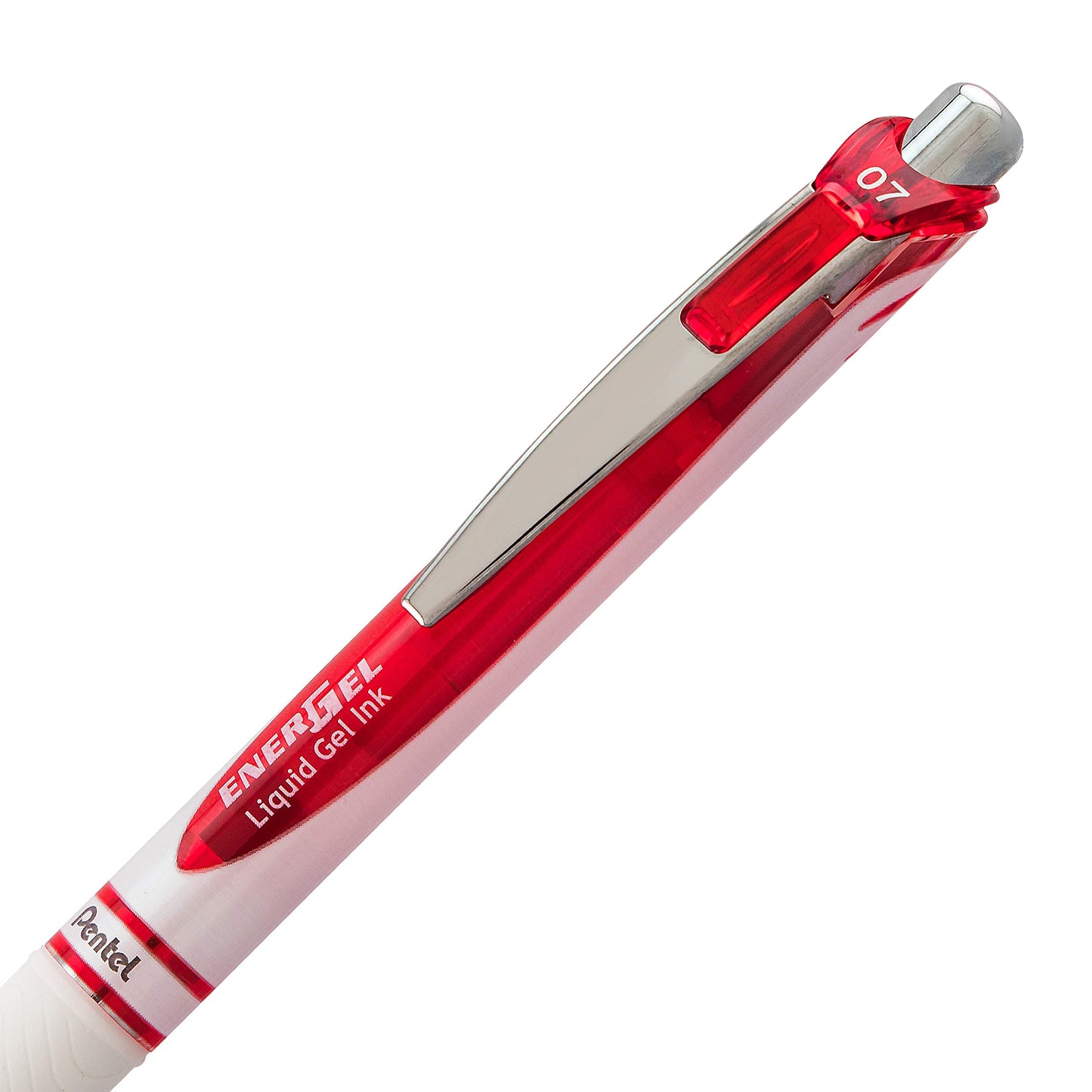 Pentel EnerGel Pearl Retractable Liquid Gel Pen, Needle Tip (0.7mm) Medium Line, Red Ink, 2-Pk (BLN77WBP2B)