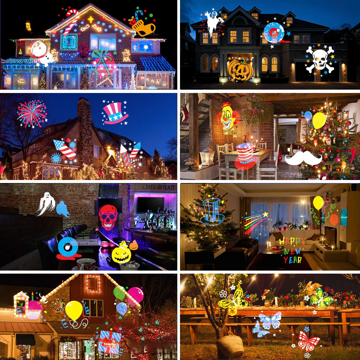 4th of July Projector,Christmas Halloween Lights Projector,Waterproof Indoor Remote Control LED Projector Lights,16 Slides Holiday Light Party Outdoor