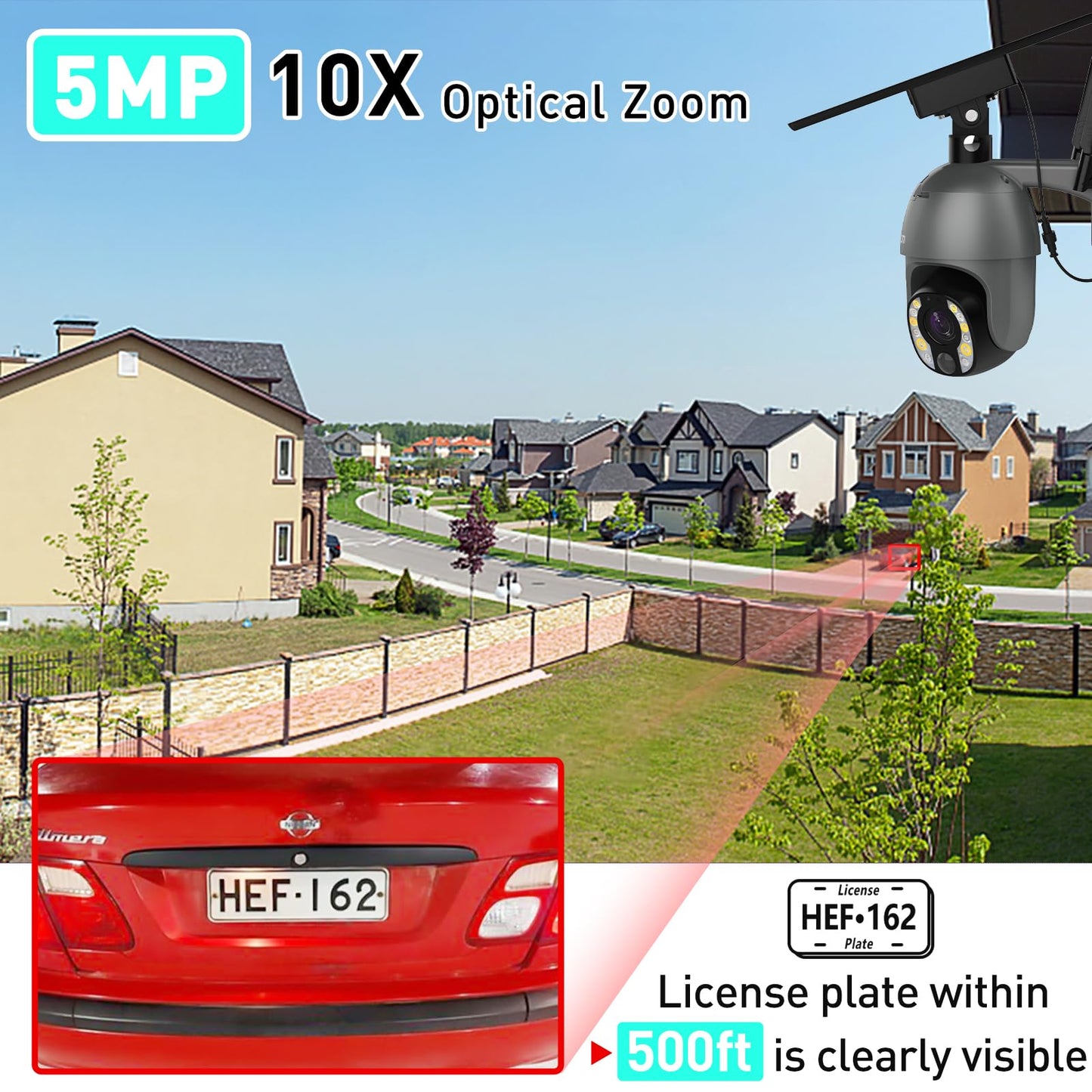 SOLIOM 5MP Security Camera Outdoor with 10X Optical Zoom, 4G LTE Cellular Security Cameras for Home Security with Battery & Solar Powered, Human