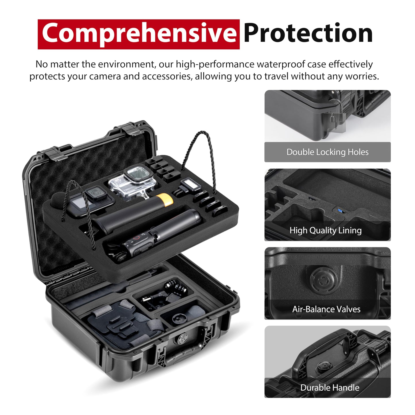 Hard Case Organizer For Gopro Hero 13/12/11/10/9/8 Media Mod/Volta/Protective Housing/Chest Mount Creator Edition Accessories Waterproof Travel