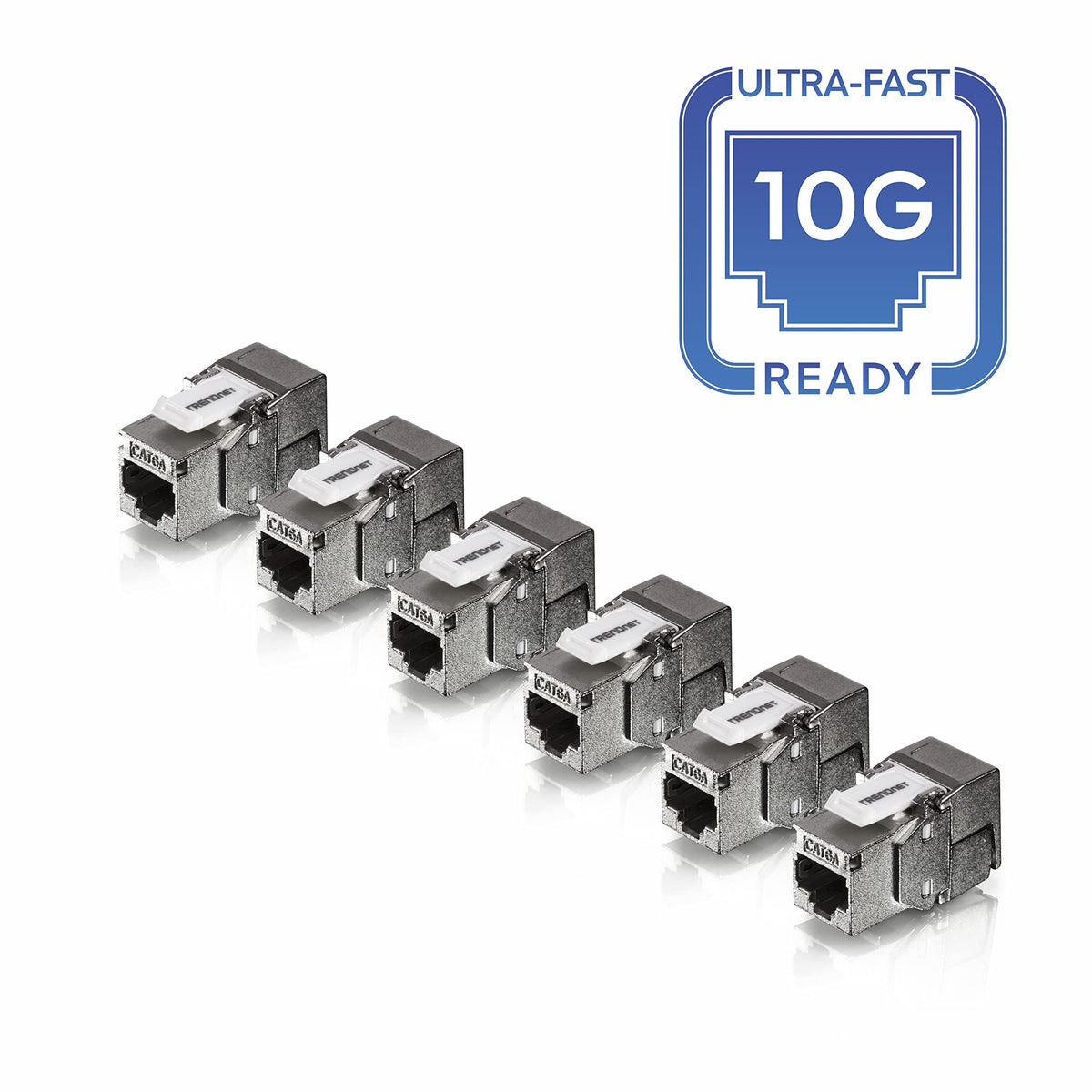 TRENDnet Shielded Cat6A RJ45 Keystone Jack 6-Pack Bundle,TC-K06C6A