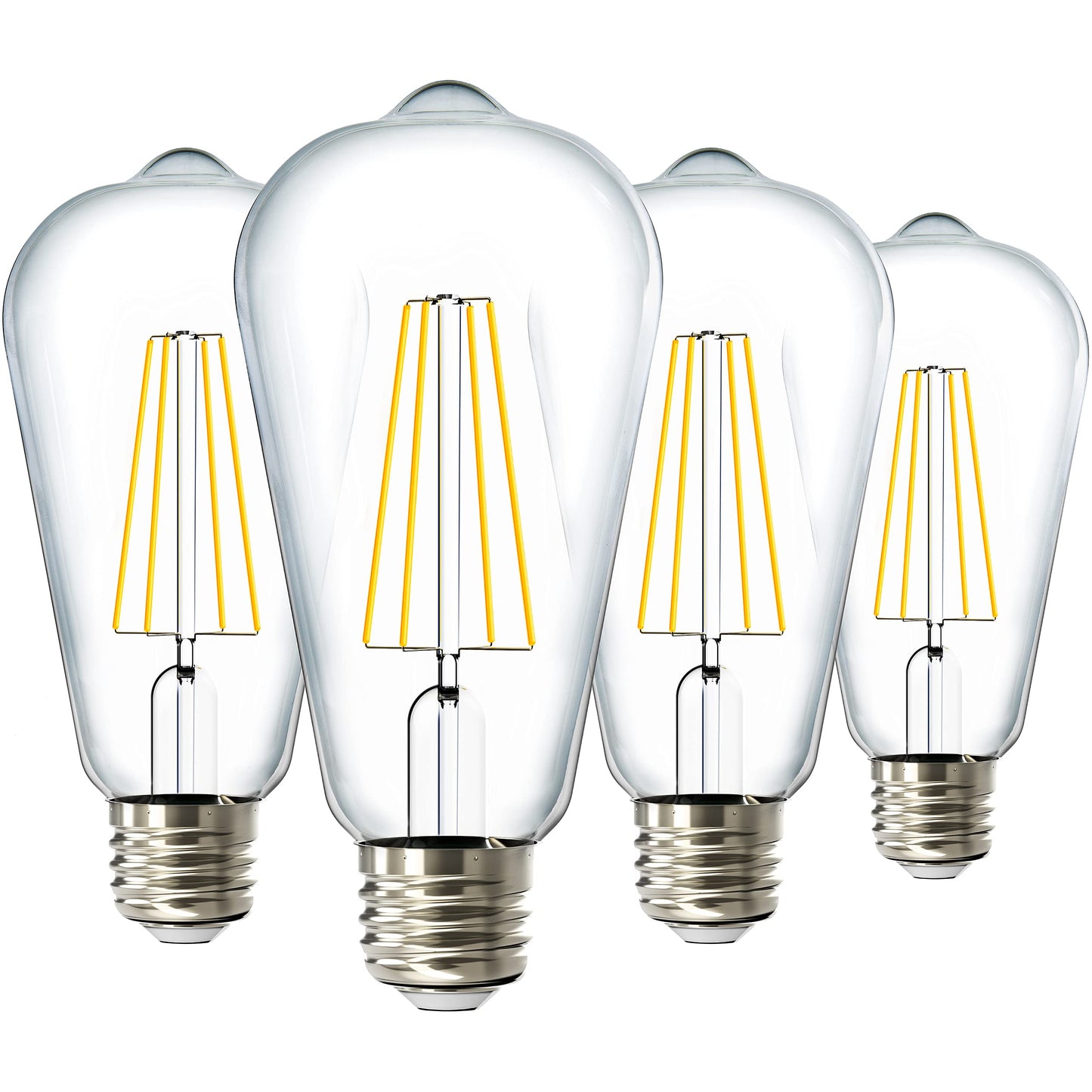 Sunco 4 Pack Edison Bulbs LED ST64 (ST19) Clear Glass Filament, Dimmable