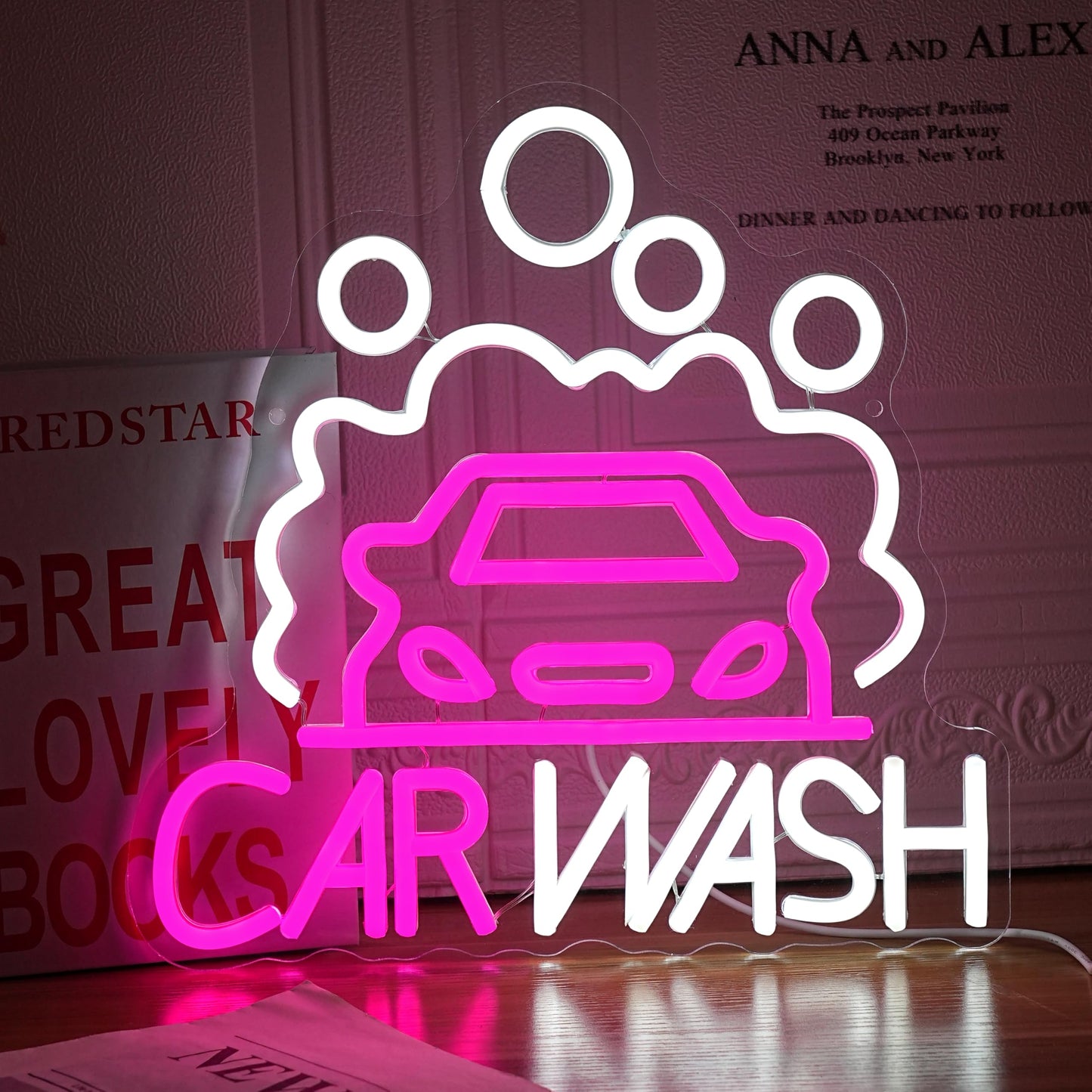 GNVETZLL Car Wash Neon Sign for Wall Decor Car Neon Light Dimmable Sedan LED Light Sign for Party Gas Station Service Area Auto Repair Shop Car Show