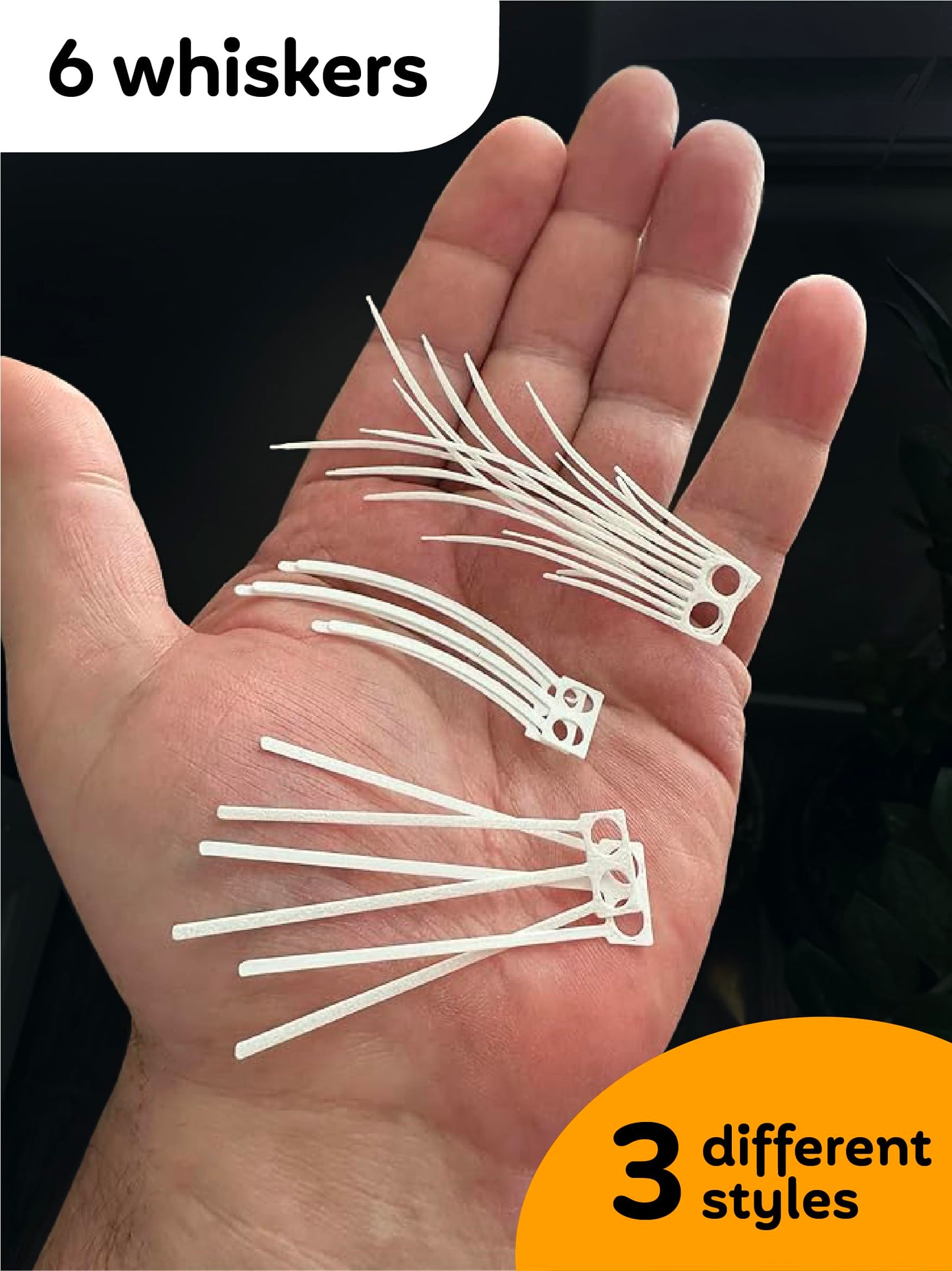 Loki's Whiskers for Lego Ideas 21349 Tuxedo Cat – 6-Pack Snap-In Whisker Accessory (3 Sets), Compatible with 21349, Cat Not Included