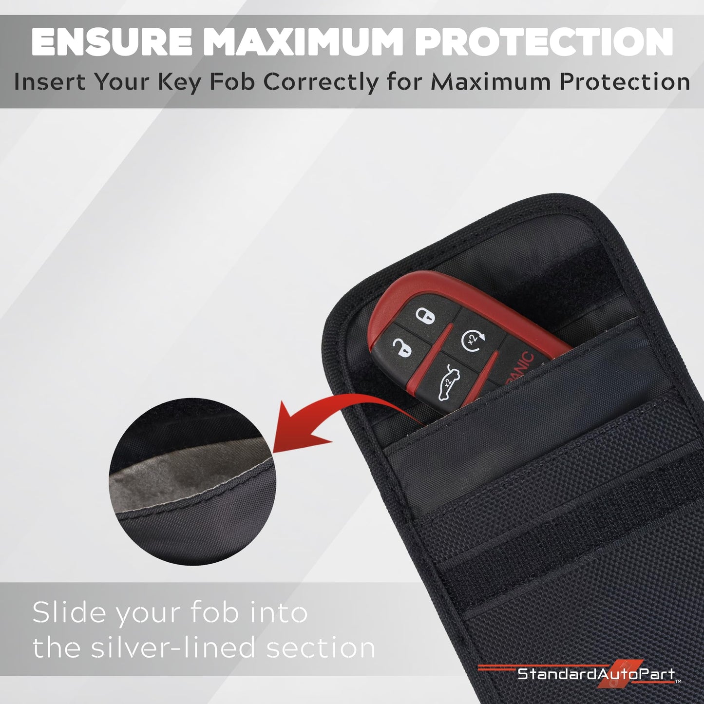 StandardAutoPart Faraday Pouch for Car Keys, Faraday Bag, Car RFID Signal Blocking Holder, Key Fob Protector, Key fob cage Block Signal Anti-Theft Fob