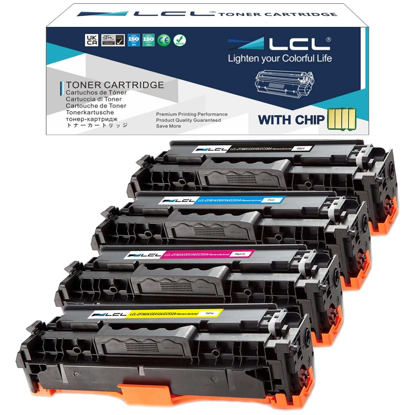 LCL Remanufactured Toner Cartridge Replacement for HP 304A CC530A CC531A CC532A CC533A CP2020 CP2025 CP2025dn CP2025n CP2025x CM2320 CM2320fxi CM2320n