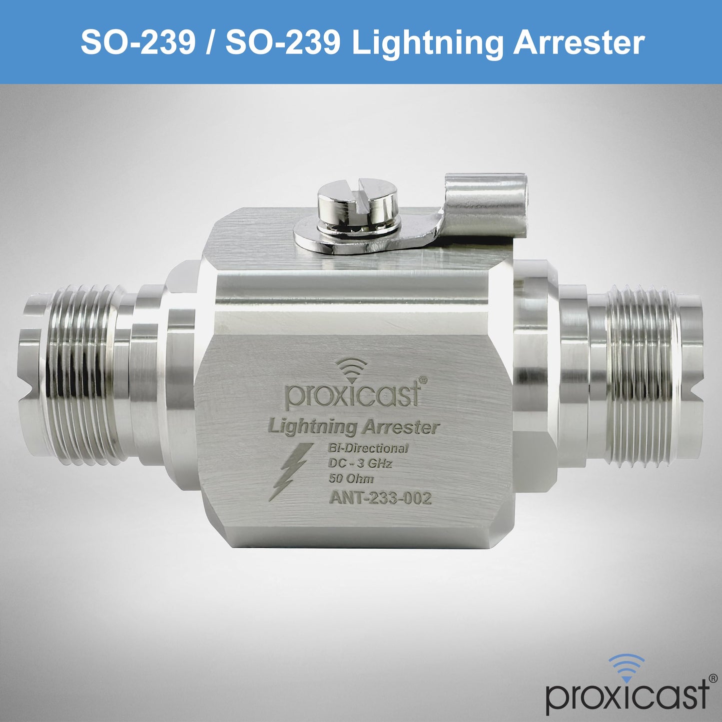 Proxicast Coaxial Lightning Arrester/Suppressor with UHF SO-239 Female Connectors - Pro-Grade Coax Cable Surge Protector for RF, HF, VHF, UHF, CB
