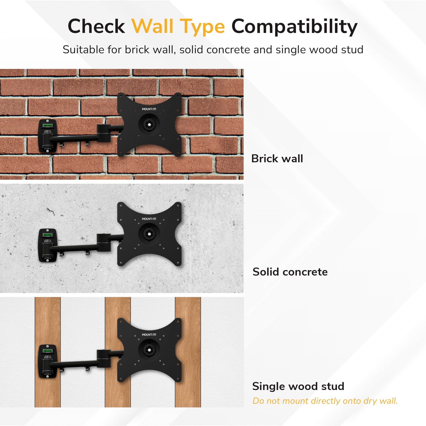 Mount-It! Full Motion TV Wall Mount Bracket for 13-42” Screens - 18" Articulating Arm, Quick Release Plate, Tilt Swivel Rotate, Anti-Theft Lock