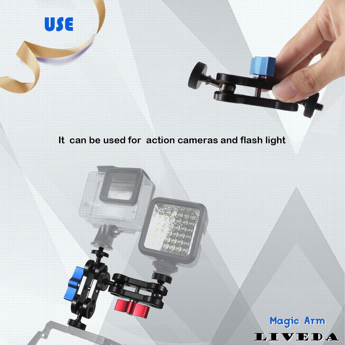 Mini Magic Arm with Double Ballhead 1/4" Screw Adapters& Metal Articulating Arm, Universal Bracket Monitor Mount Bracket for SLR Camera, Small