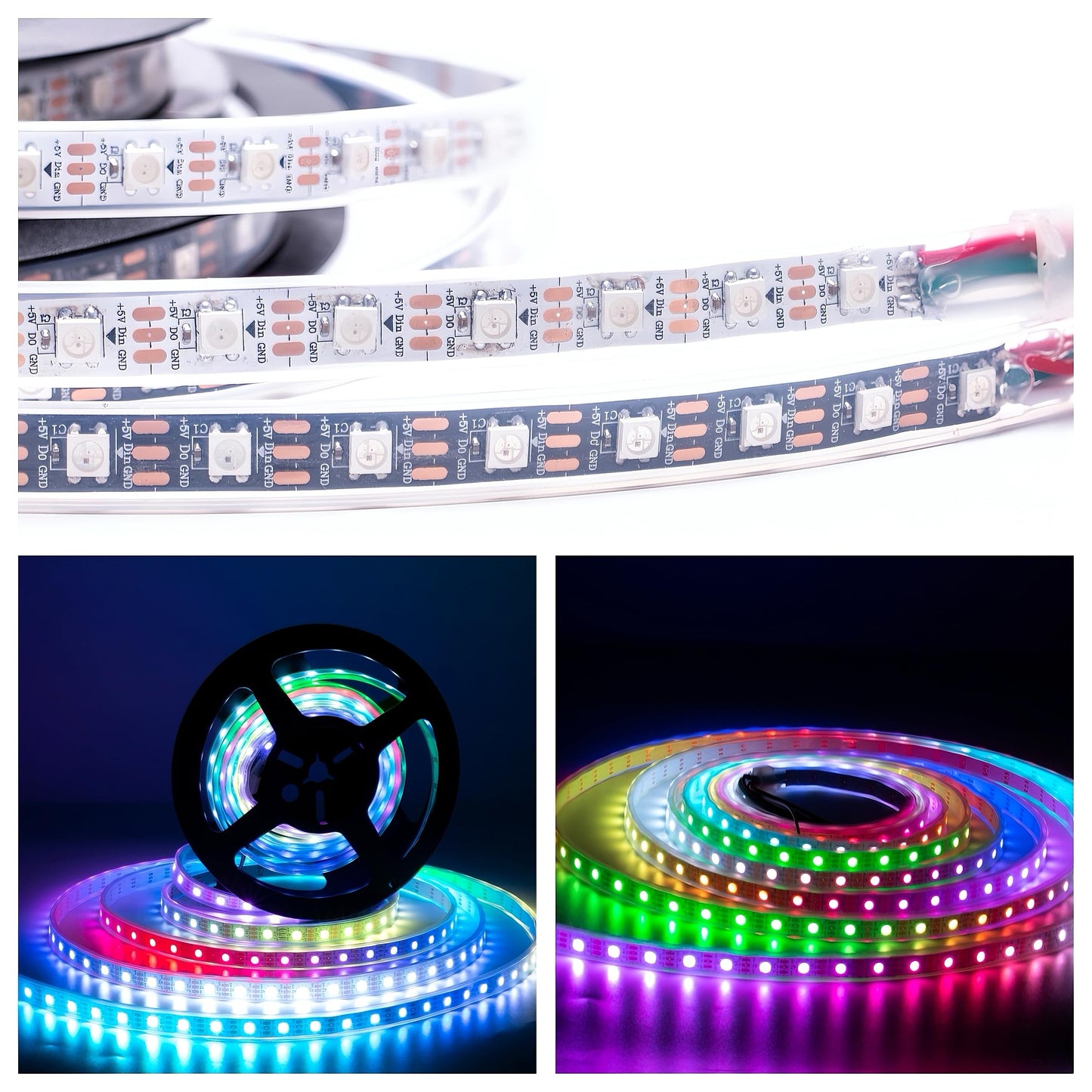 SVFISHKK WS2812B LED Strip Individual Addressable Light 16.4FT 60Pixels/m 300Pixels Dream Color SMD 5050 LED Pixel RGB Strip IP67 Waterproof DC5V