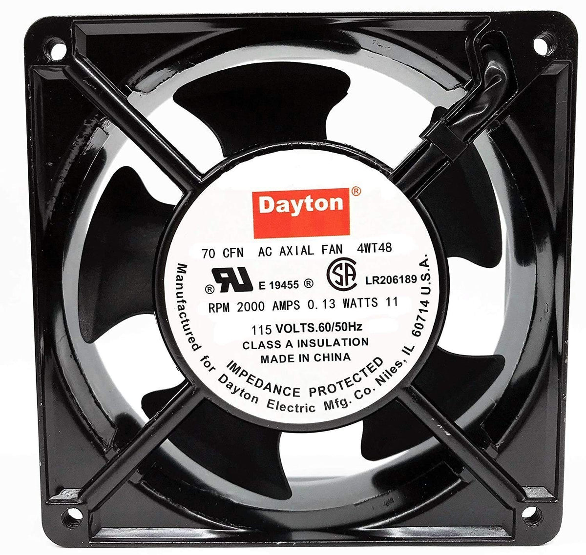 AC Fan,Dayton 4WT48 Fan, Axial, 70 CFM, 115V Fan