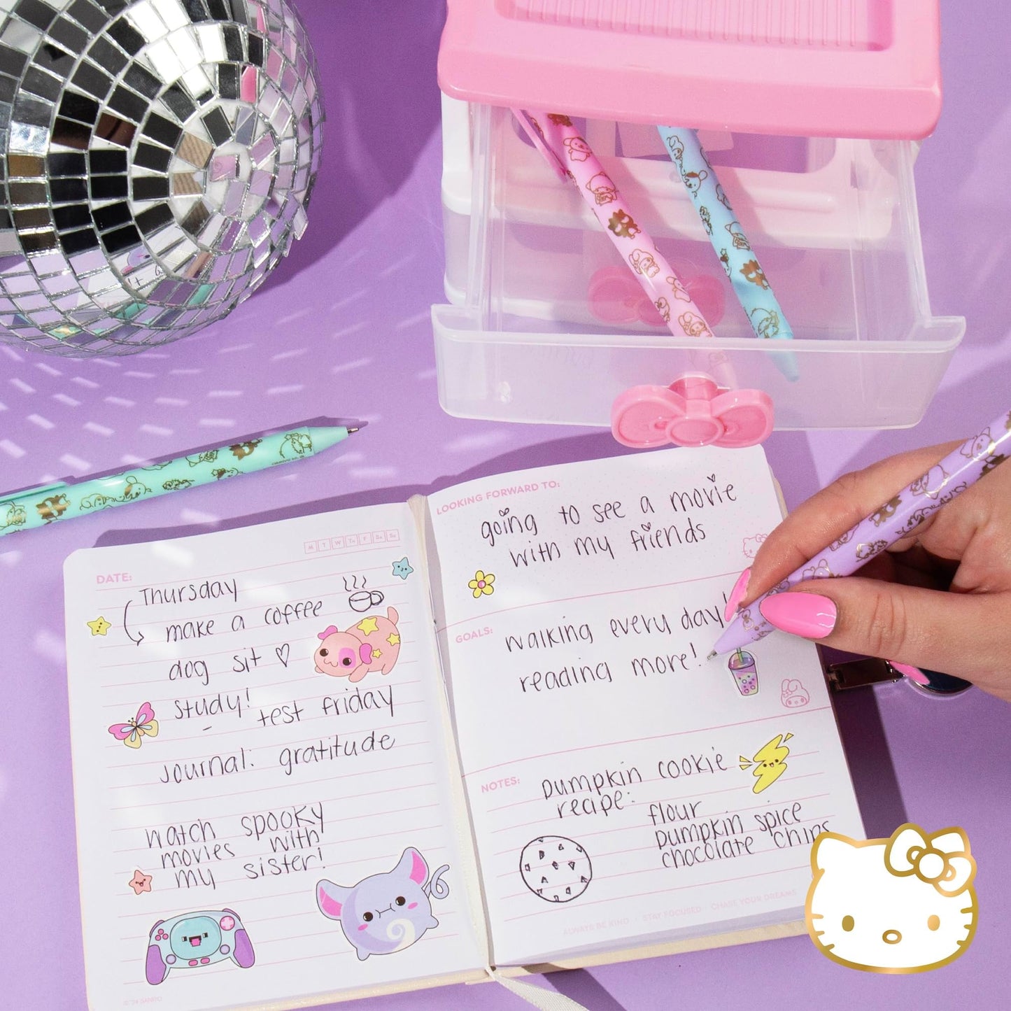 Hello Kitty & Friends 4-Piece Pen Set, My Melody, Kuromi, School and Office Supplies, Stationery