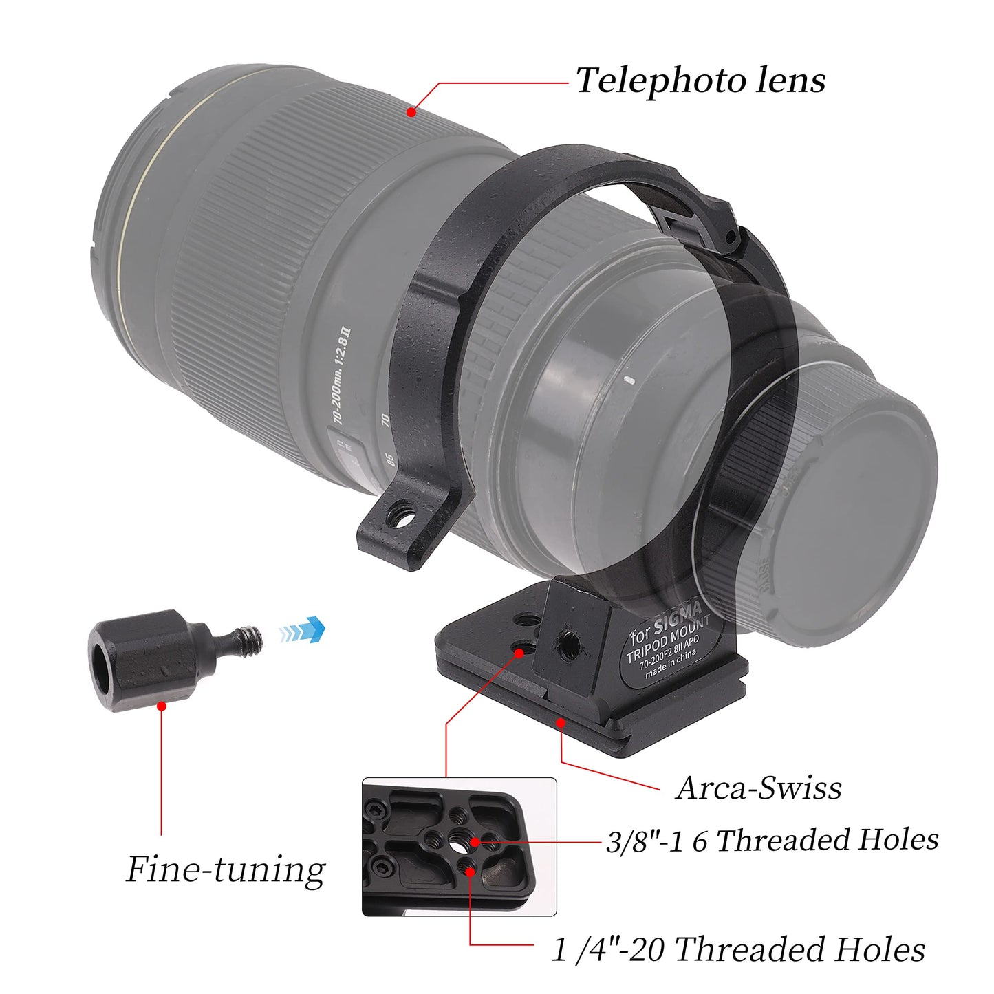 Run Shuangyu Tripod Mount Ring for Sigma APO 70-200mm F2.8 II EX DG Macro HSM 71mm