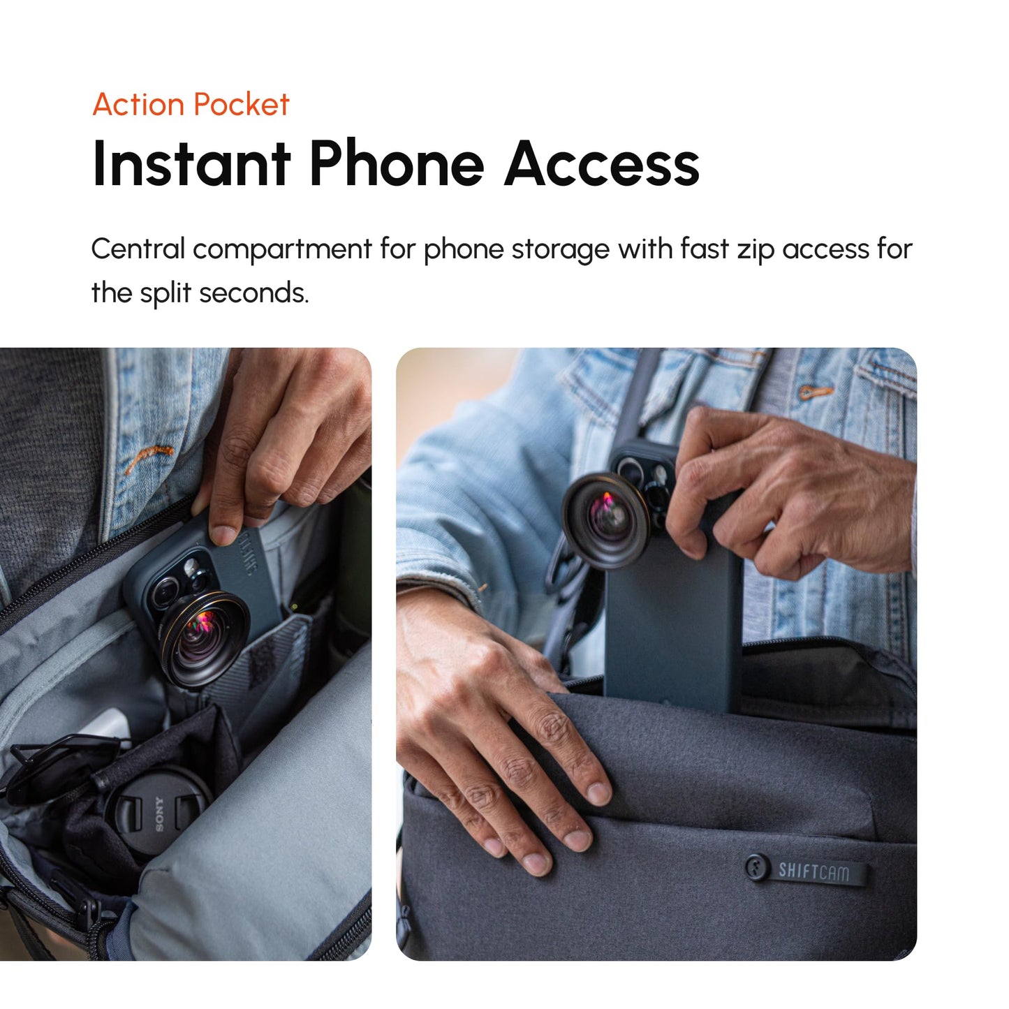ShiftCam WorkFlow Sling Bag | Ultra-Functional Mobile Photography Sling with Magnetic Phone Mount, Lens Storage, and Quick Access | Streamline Your