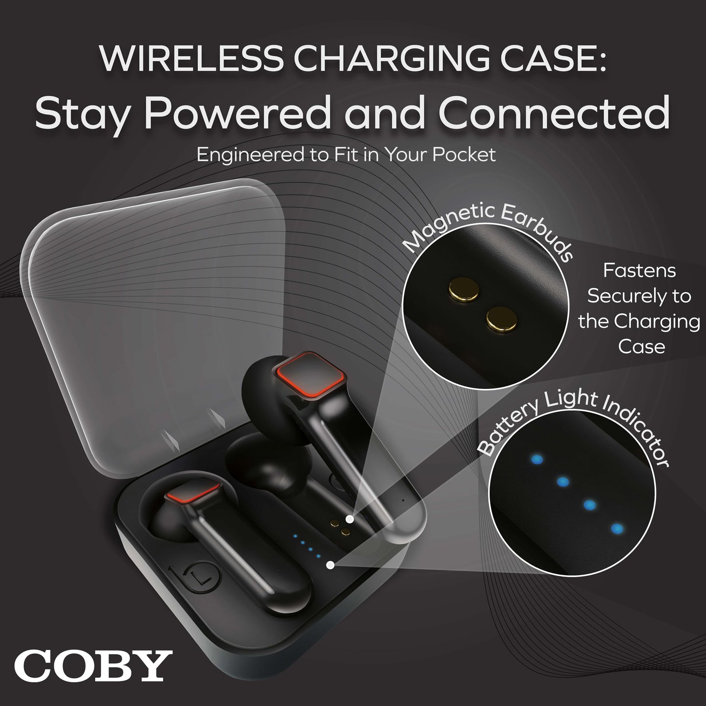 Coby Sweat-Resistant True Wireless Earbuds, Noise-Isolating Bluetooth Earbuds with Secure-Fit in-Ear Tips, Voice-Assistant Support, Built-in Mic…