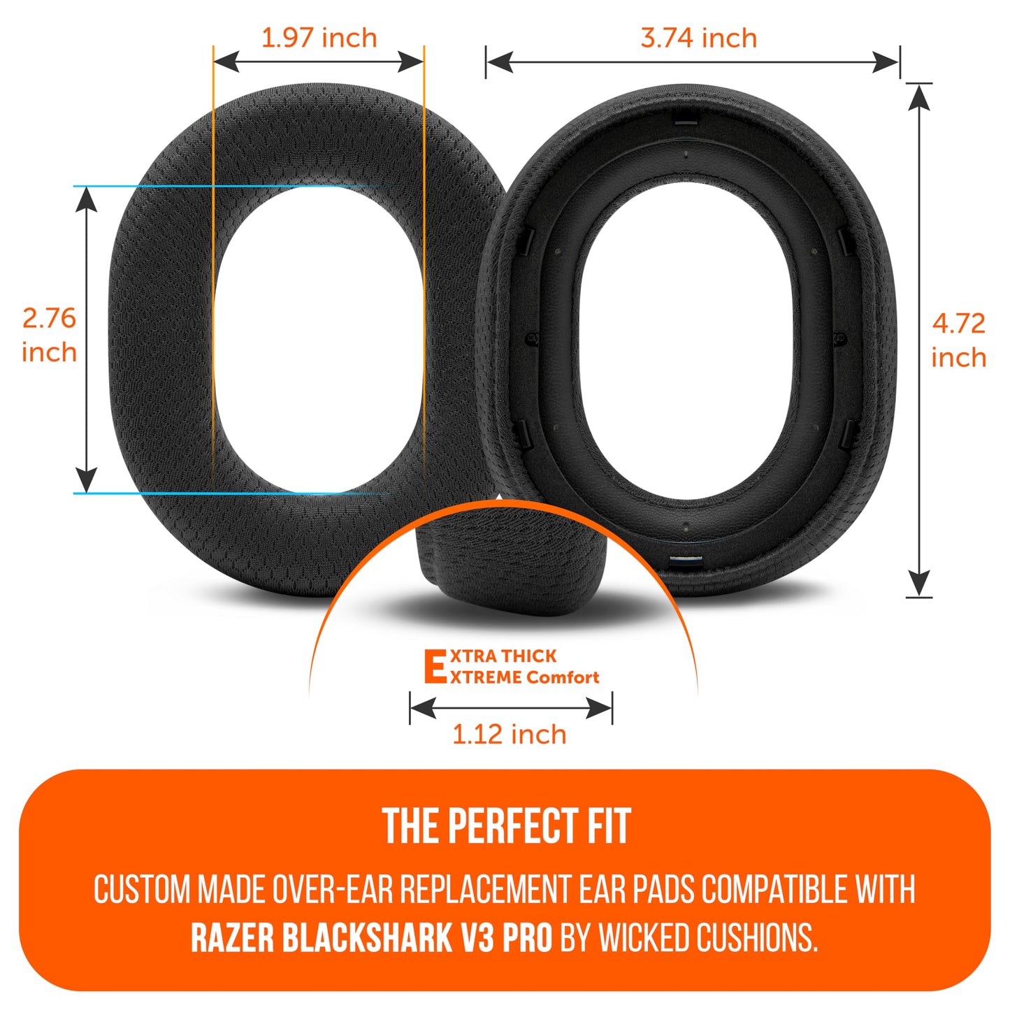 WC Freeze Blackshark V3 Pro - Cooling Gel Earpads Compatible with Razer BlackShark V3 Pro by Wicked Cushions | Enhanced Comfort, Cooling Gel
