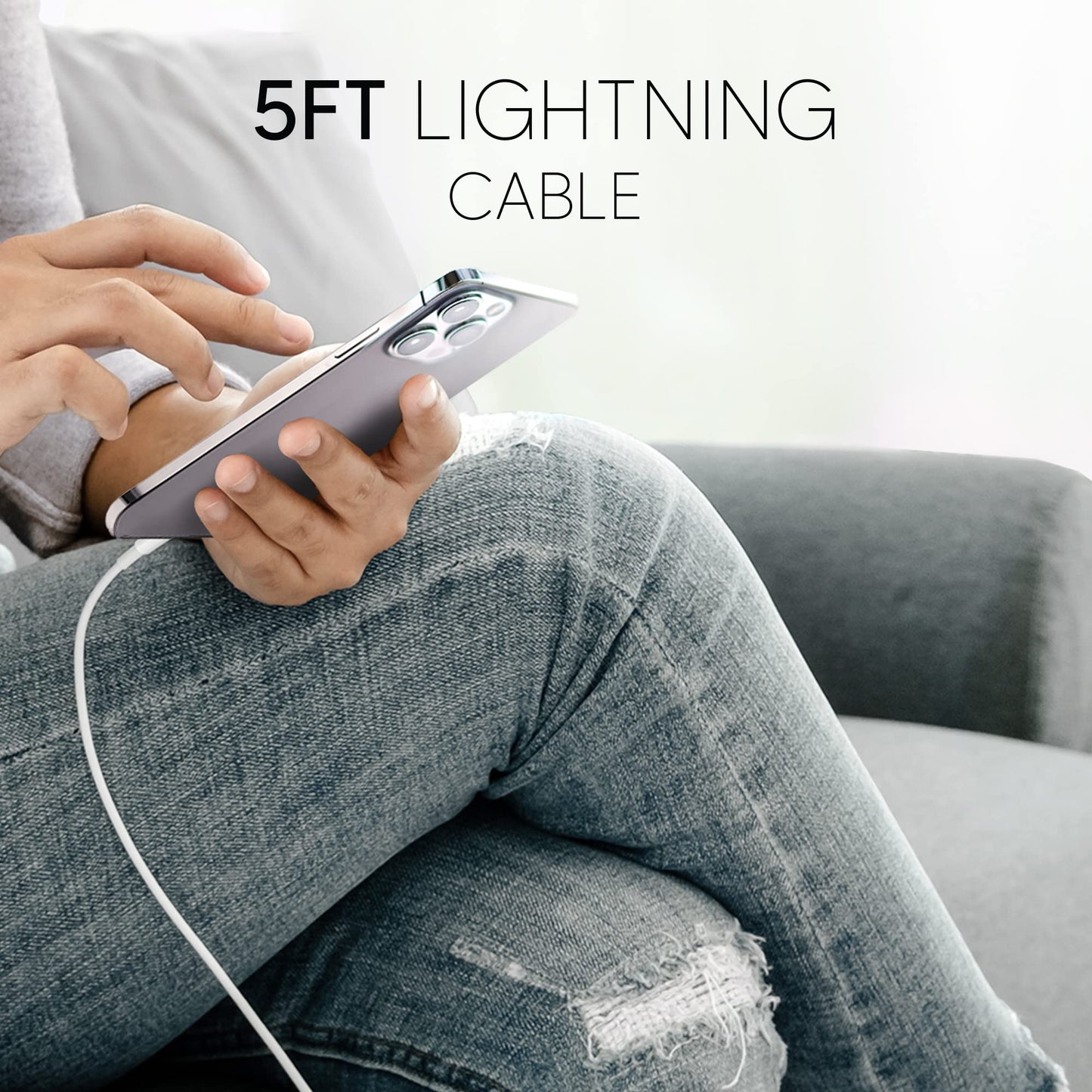 TalkWorks USB Cable Compatible w/ iPhone 14/14 Plus/14 Pro/14 Pro Max, 13/Mini/Pro/Pro Max, 12/Mini/Pro/ProMax, Phone, AirPods, iPad - 5' Lightning…