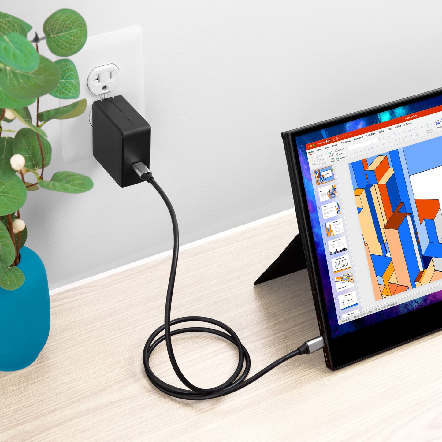 SideTrak USB-C® Wall Power Adapter, 45W Wall Charger with 4K Support, Compatible with SideTrak Portable Monitors and Other Devices, 5ft USB-C®