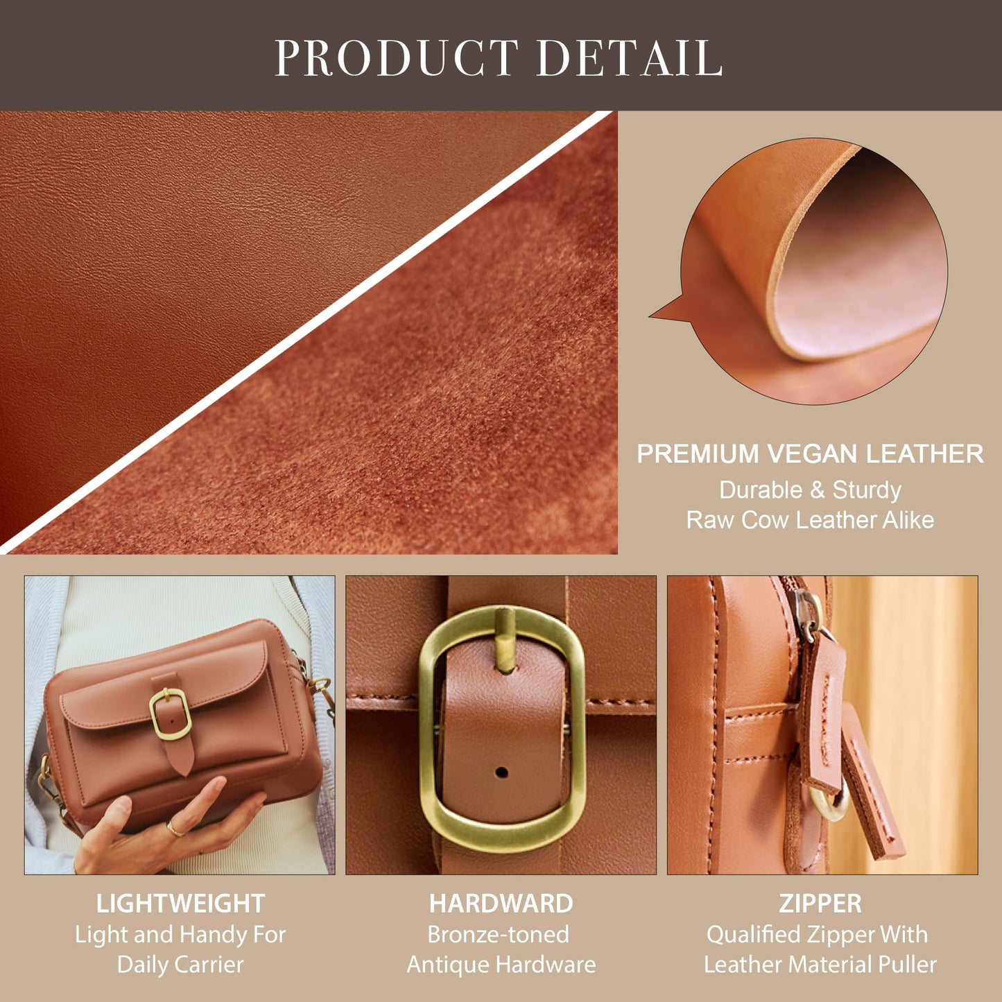 Vintage Vegan Leather Camera Bag for Women (RED)