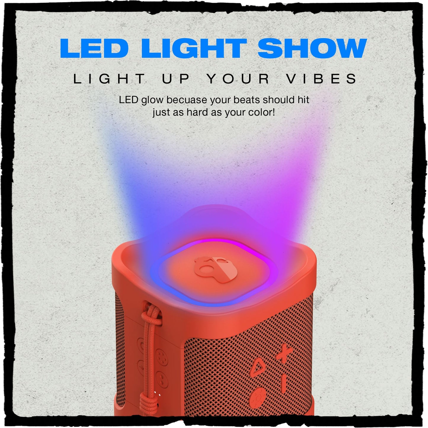 Skullcandy Terrain Mini 2 Wireless Bluetooth Speaker, IPX7 Water Resistant, 14H Battery, Multi-Link, LED Light Show, Lightweight & Portable (Red)
