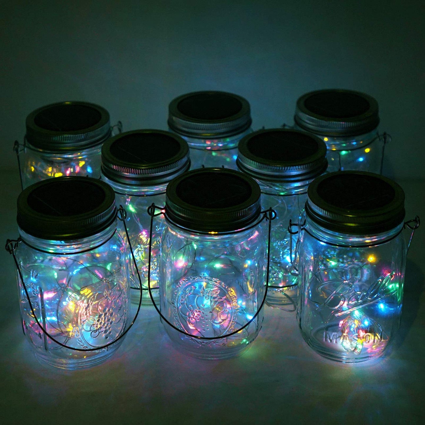 Cynzia Solar Mason Jar Lights, 6 Pack 20 LED Waterproof Fairy Star Firefly String Lights with 6 Hangers (Jar Not Included), for Mason Jar Garden